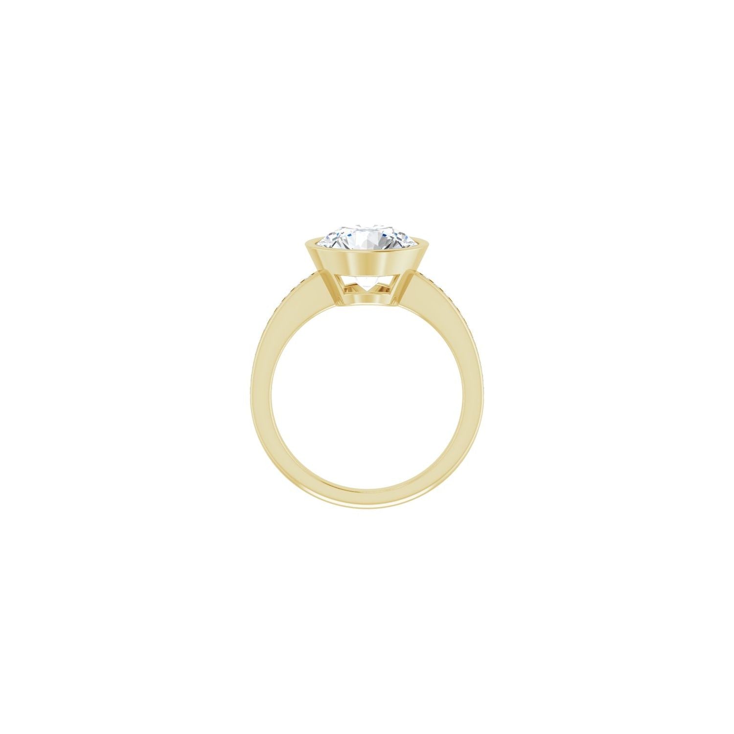 Round Bezel-Set Solitaire Engagement Ring | Metal Type=14K Yellow Gold | Center Stone Size=3 CT | Image 2