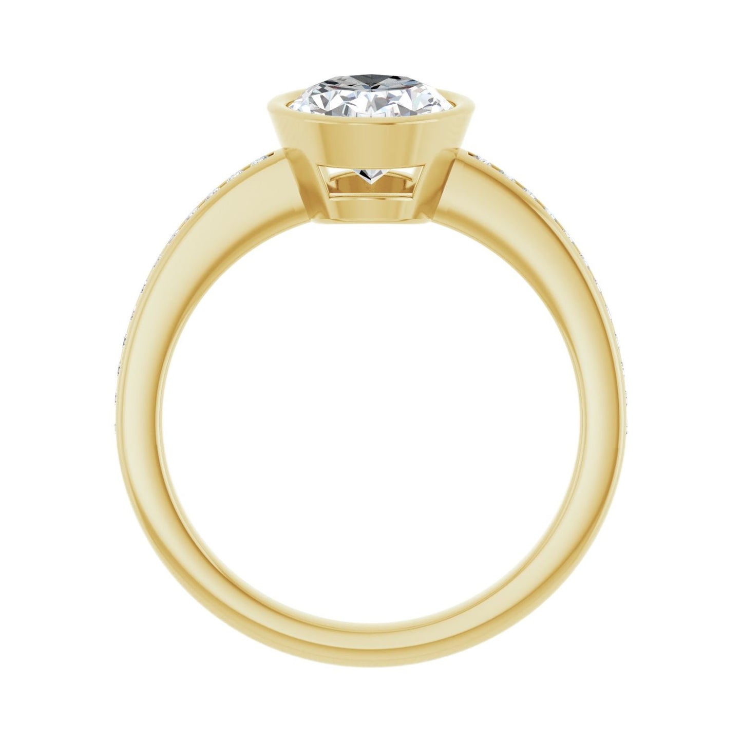 Oval Bezel-Set Solitaire Engagement Ring | Metal Type=14K Yellow Gold | Center Stone Size=2 CT | Image 2