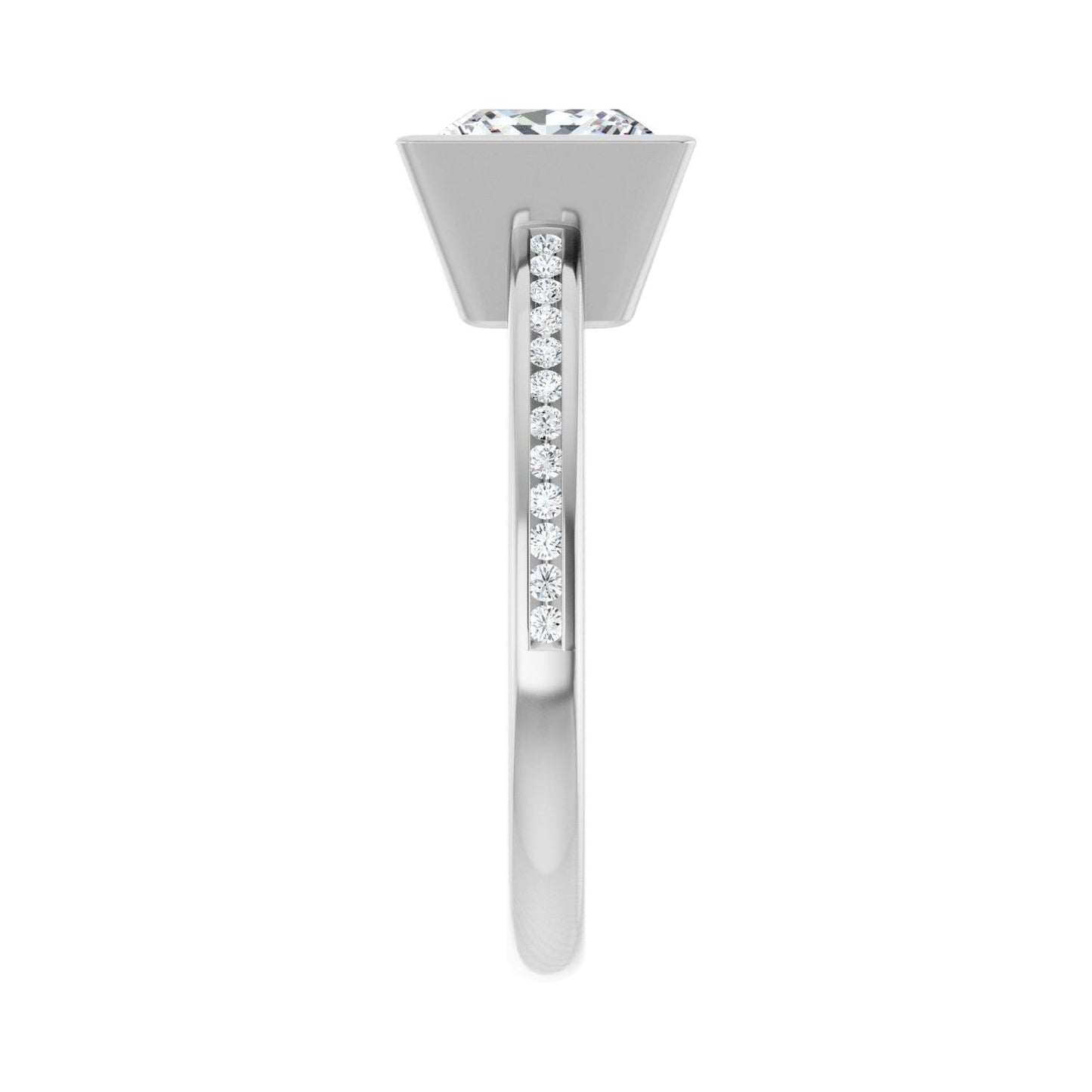 Square Bezel-Set Solitaire Engagement Ring | Metal Type=14K White Gold | Center Stone Size=2 CT | Image 4
