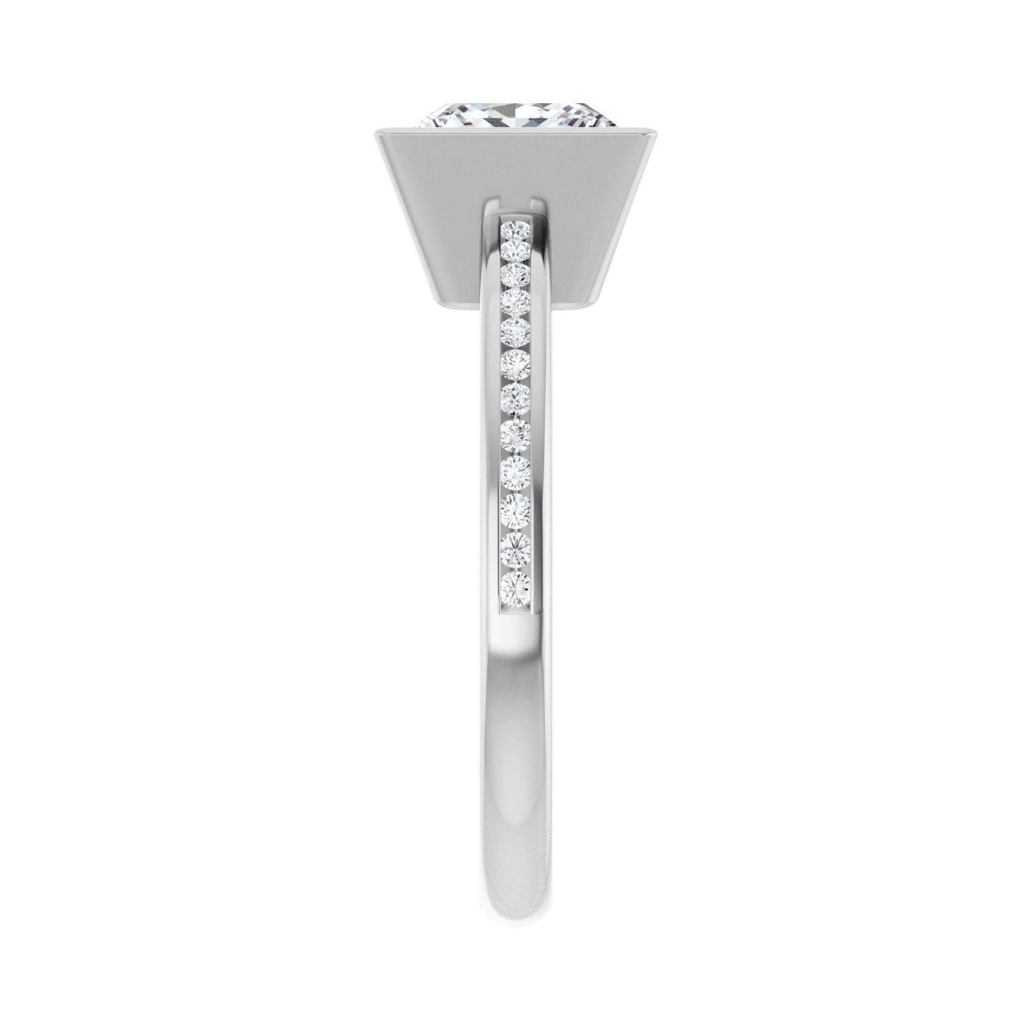 Square Bezel-Set Solitaire Engagement Ring | Metal Type=14K White Gold | Center Stone Size=2 CT | Image 4