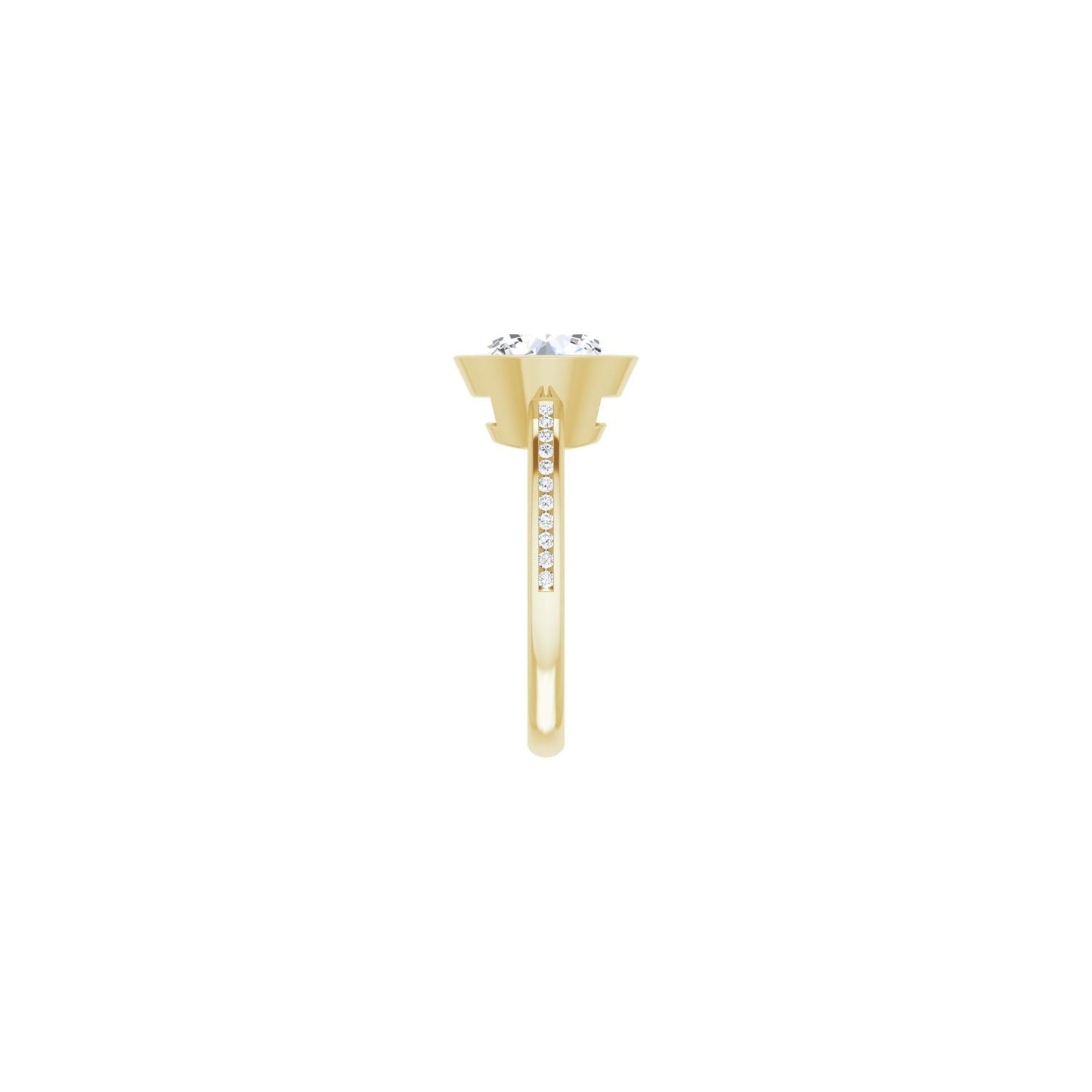 Round Bezel-Set Solitaire Engagement Ring | Metal Type=14K Yellow Gold | Center Stone Size=3 CT | Image 4