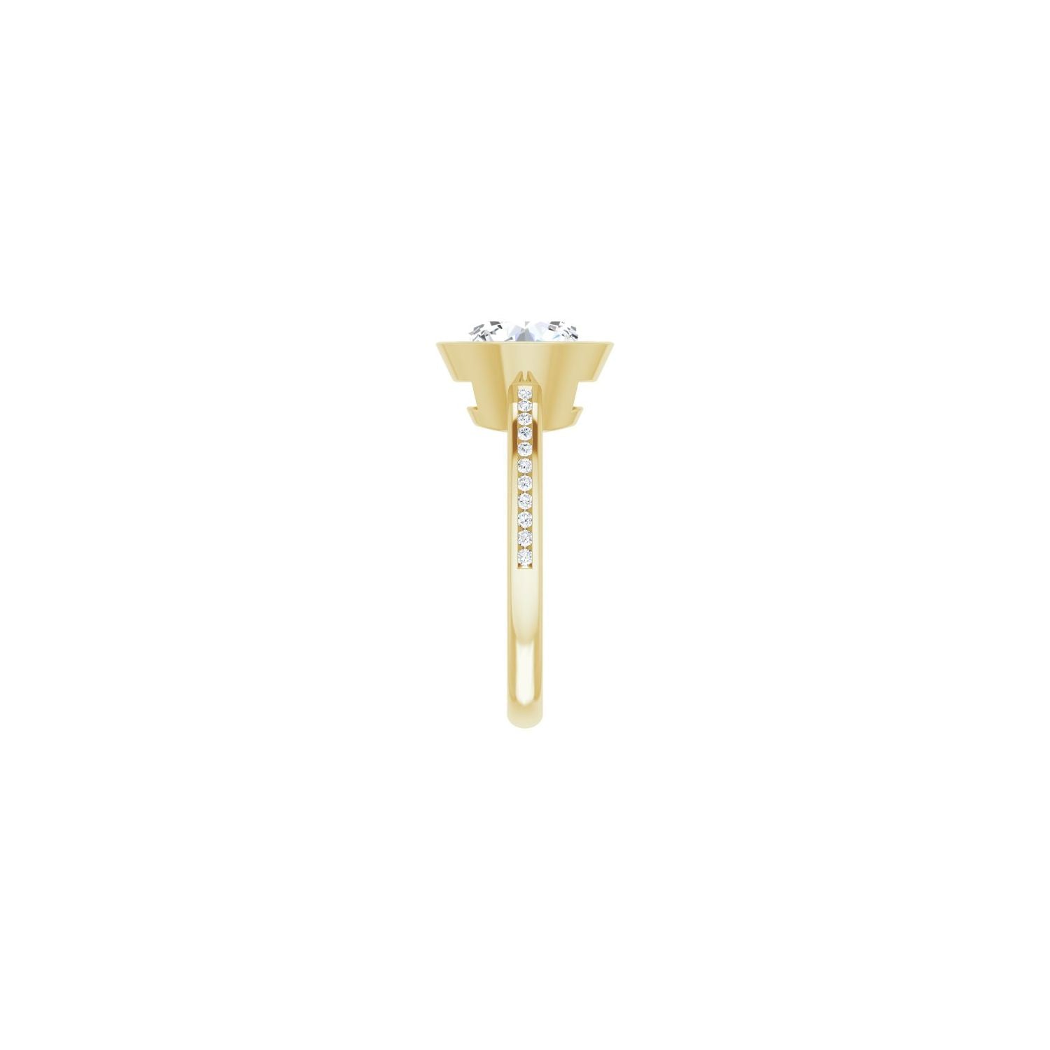 Round Bezel-Set Solitaire Engagement Ring | Metal Type=14K Yellow Gold | Center Stone Size=3 CT | Image 4