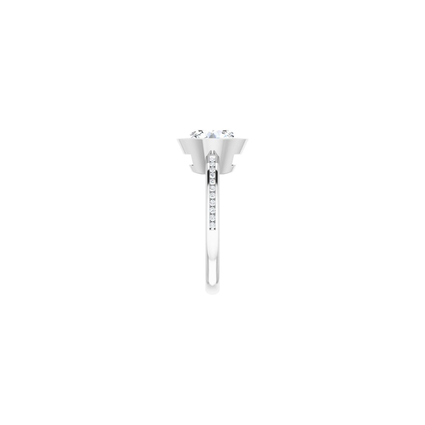 Round Bezel-Set Solitaire Engagement Ring | Metal Type=14K White Gold | Center Stone Size=3 CT | Image 4