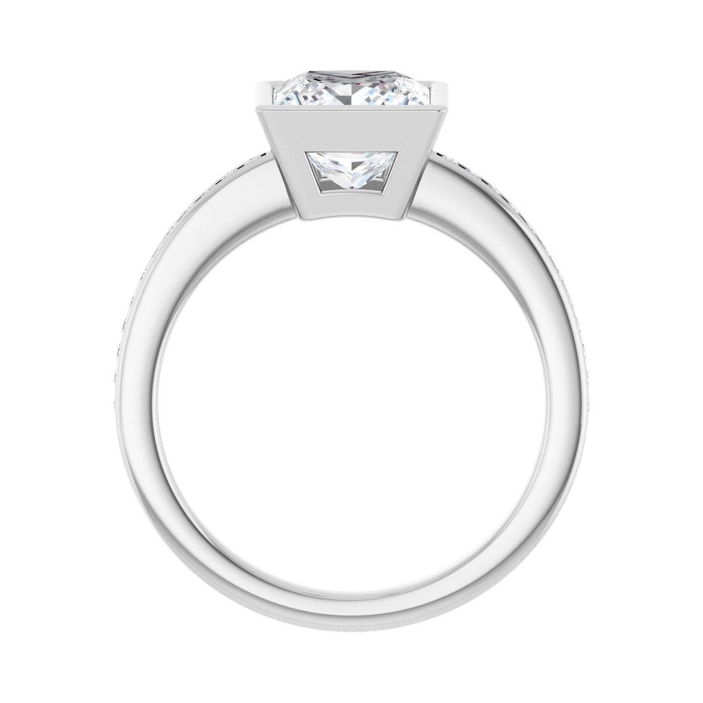 Square Bezel-Set Solitaire Engagement Ring | Metal Type=14K White Gold | Center Stone Size=2 CT | Image 2