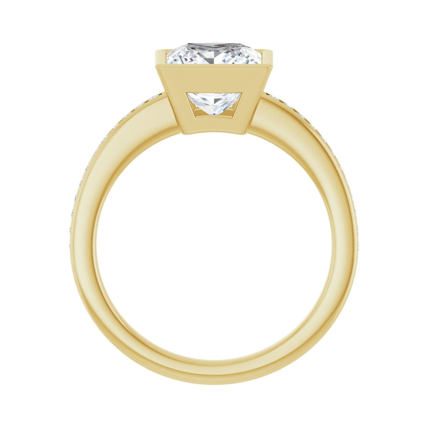Square Bezel-Set Solitaire Engagement Ring | Metal Type=14K Yellow Gold | Center Stone Size=2 CT | Image 2