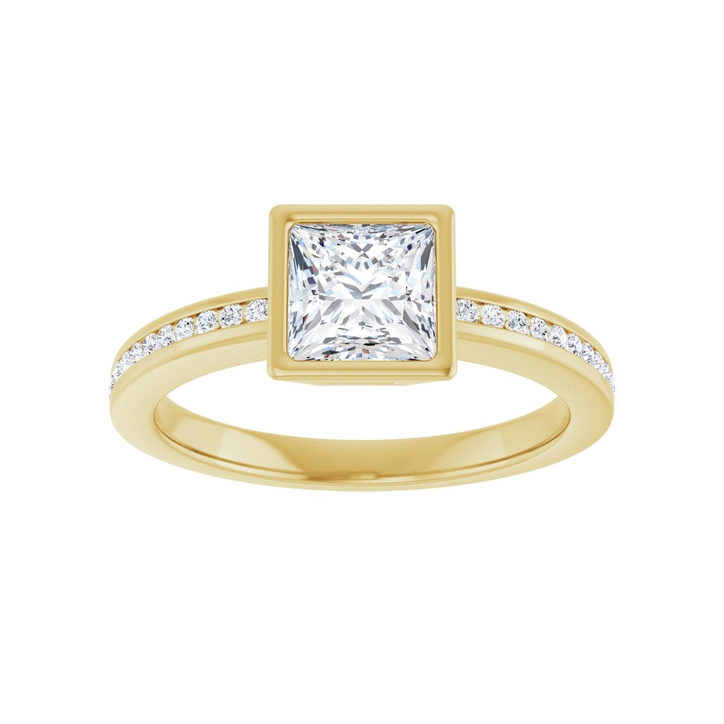 Square Bezel-Set Solitaire Engagement Ring | Metal Type=14K Yellow Gold | Center Stone Size=1 CT | Image 3