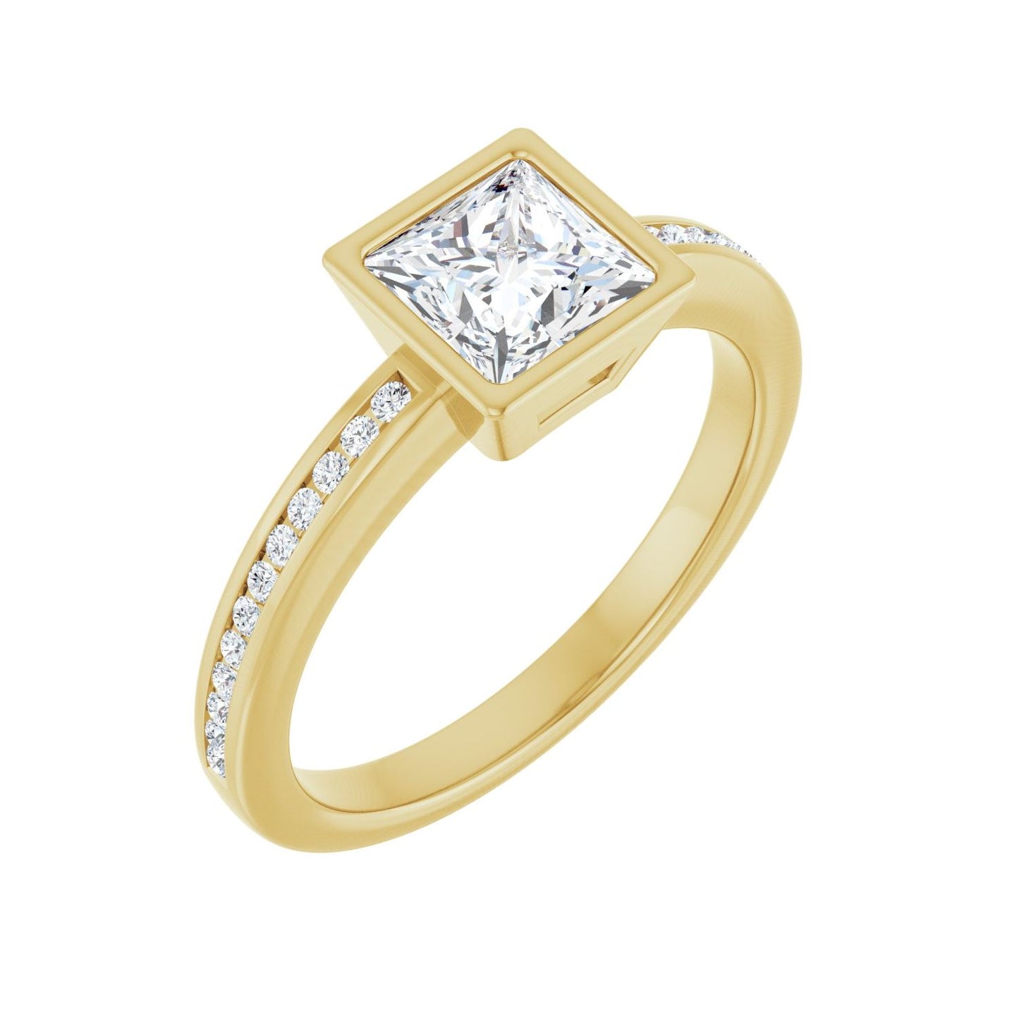 Square Bezel-Set Solitaire Engagement Ring | Metal Type=14K Yellow Gold | Center Stone Size=1 CT | Image 1