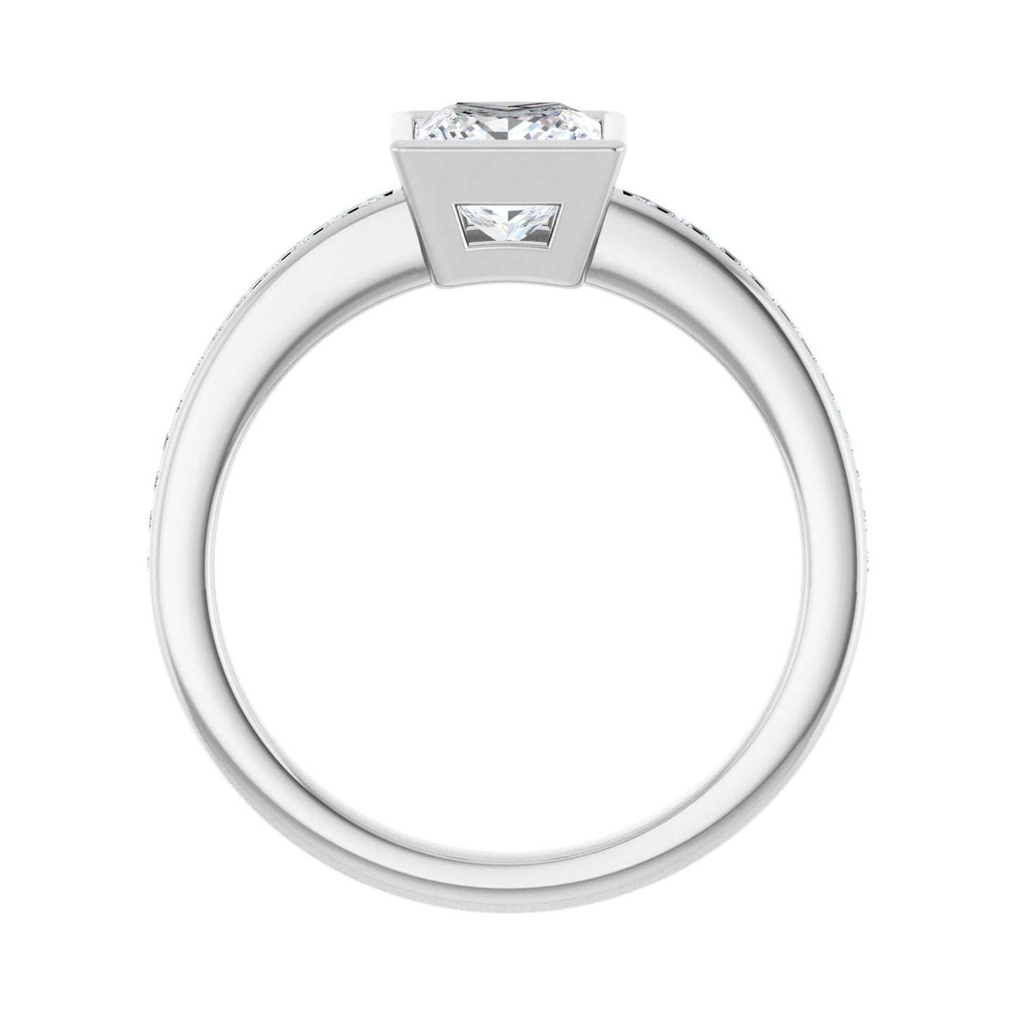 Square Bezel-Set Solitaire Engagement Ring | Metal Type=14K White Gold | Center Stone Size=1 CT | Image 2