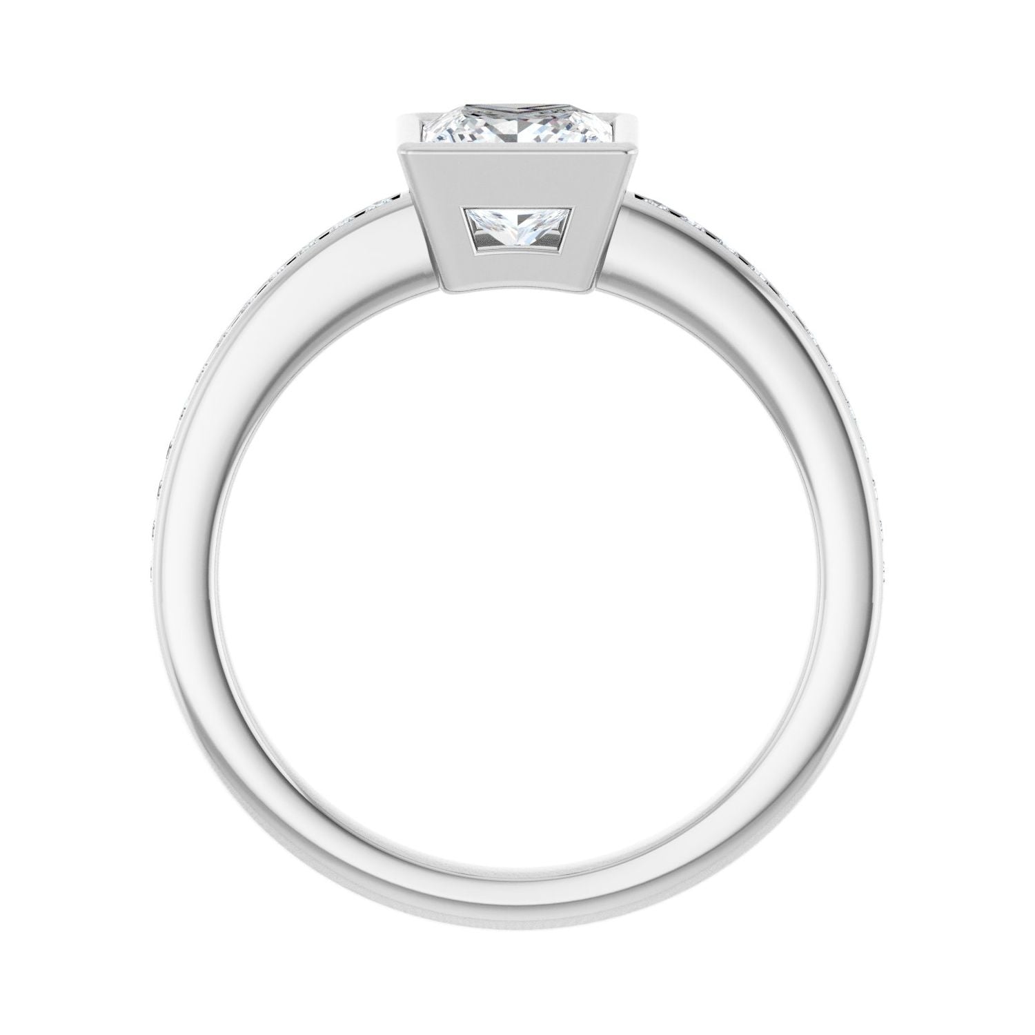 Square Bezel-Set Solitaire Engagement Ring | Metal Type=14K White Gold | Center Stone Size=1 CT | Image 2