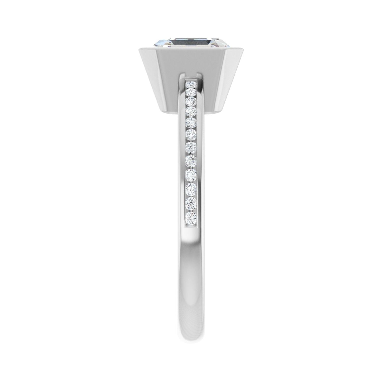 Asscher Bezel-Set Solitaire Engagement Ring | Metal Type=14K White Gold | Center Stone Size=2 CT | Image 4