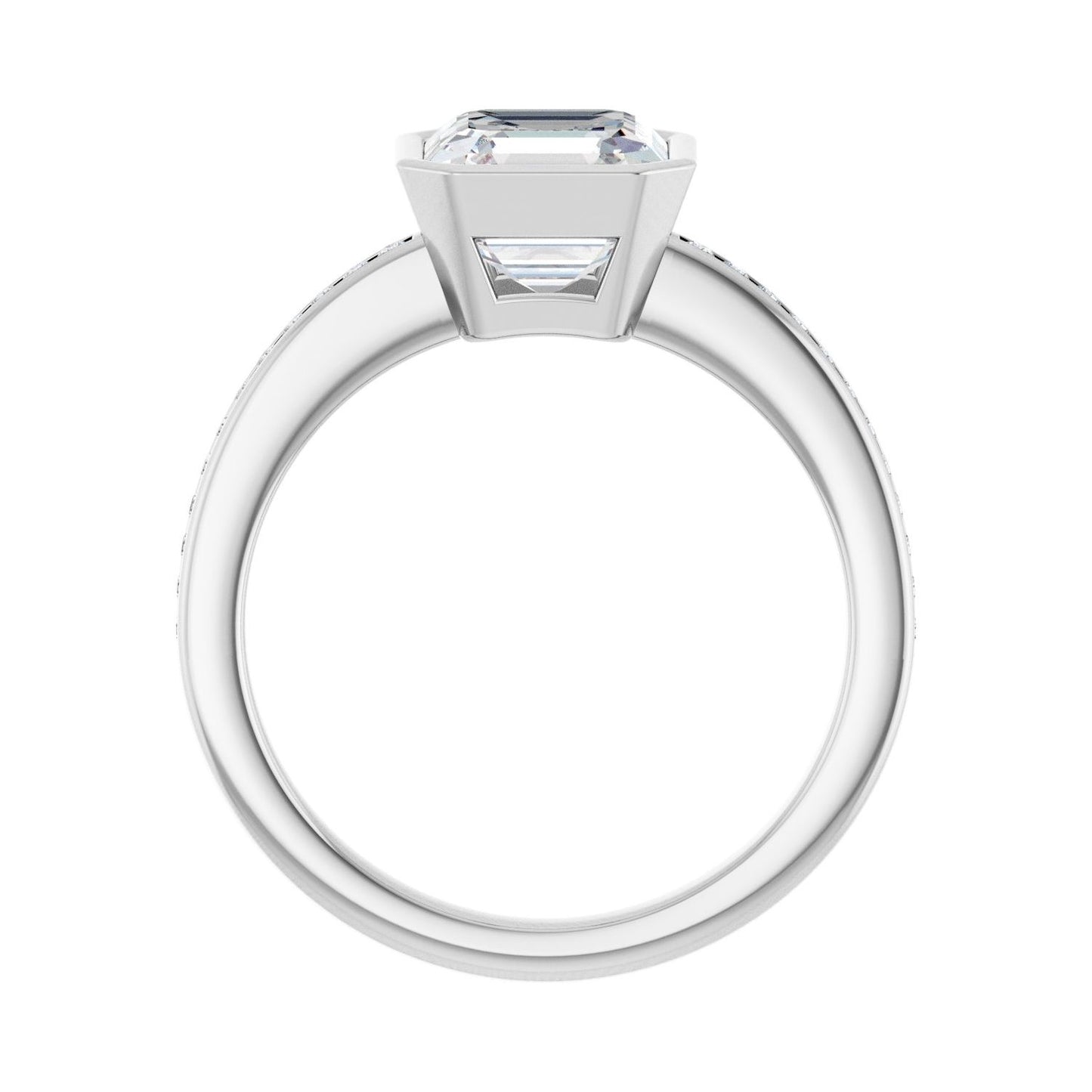 Asscher Bezel-Set Solitaire Engagement Ring | Metal Type=14K White Gold | Center Stone Size=2 CT | Image 2