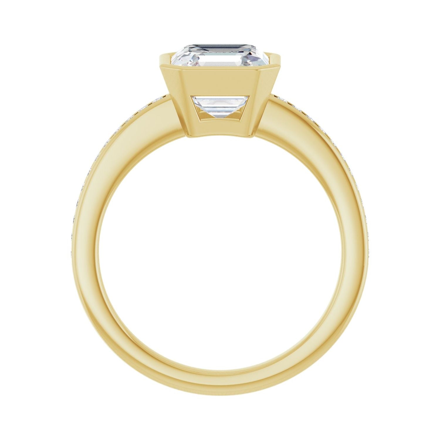 Asscher Bezel-Set Solitaire Engagement Ring | Metal Type=14K Yellow Gold | Center Stone Size=2 CT | Image 2