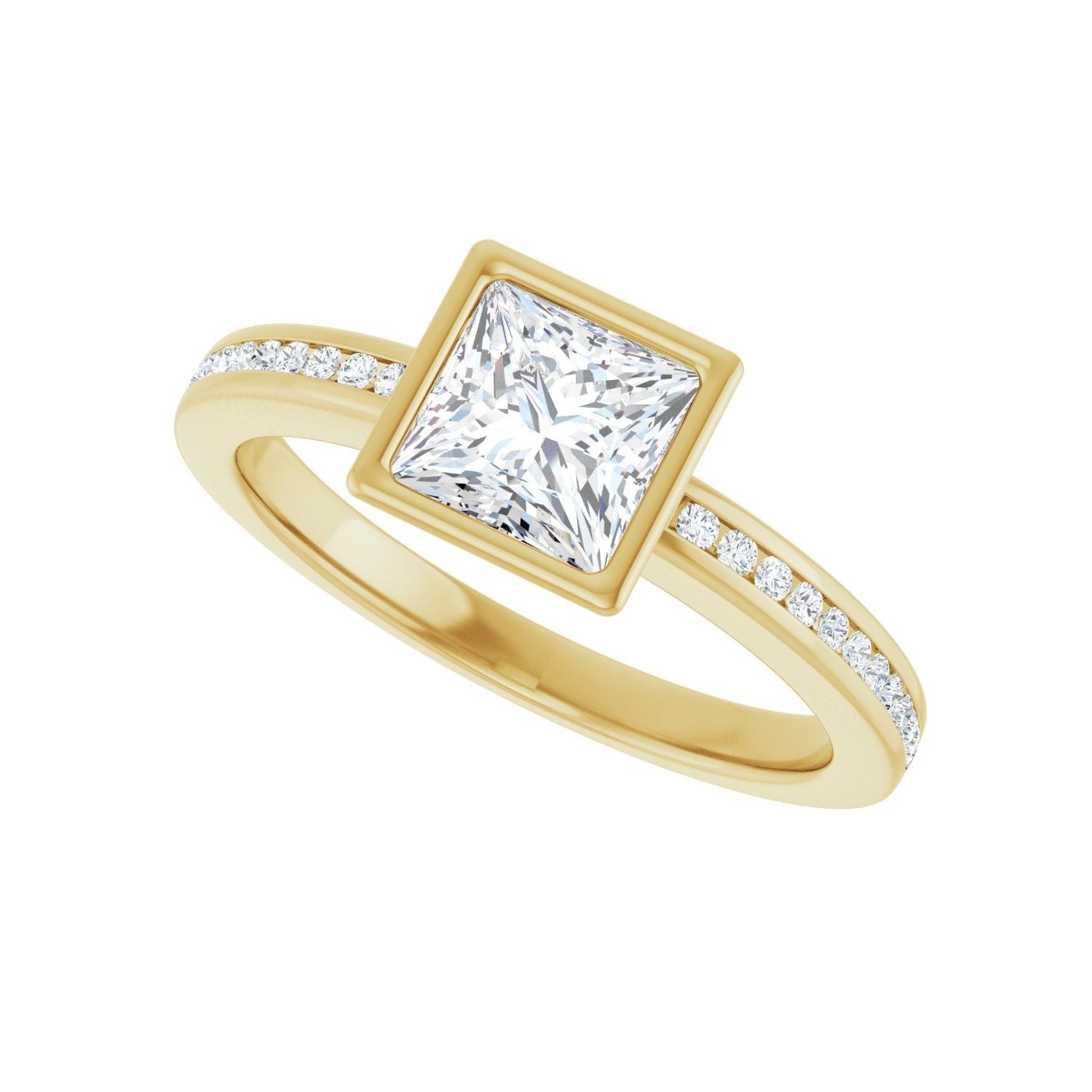 Square Bezel-Set Solitaire Engagement Ring | Metal Type=14K Yellow Gold | Center Stone Size=1 CT | Image 5