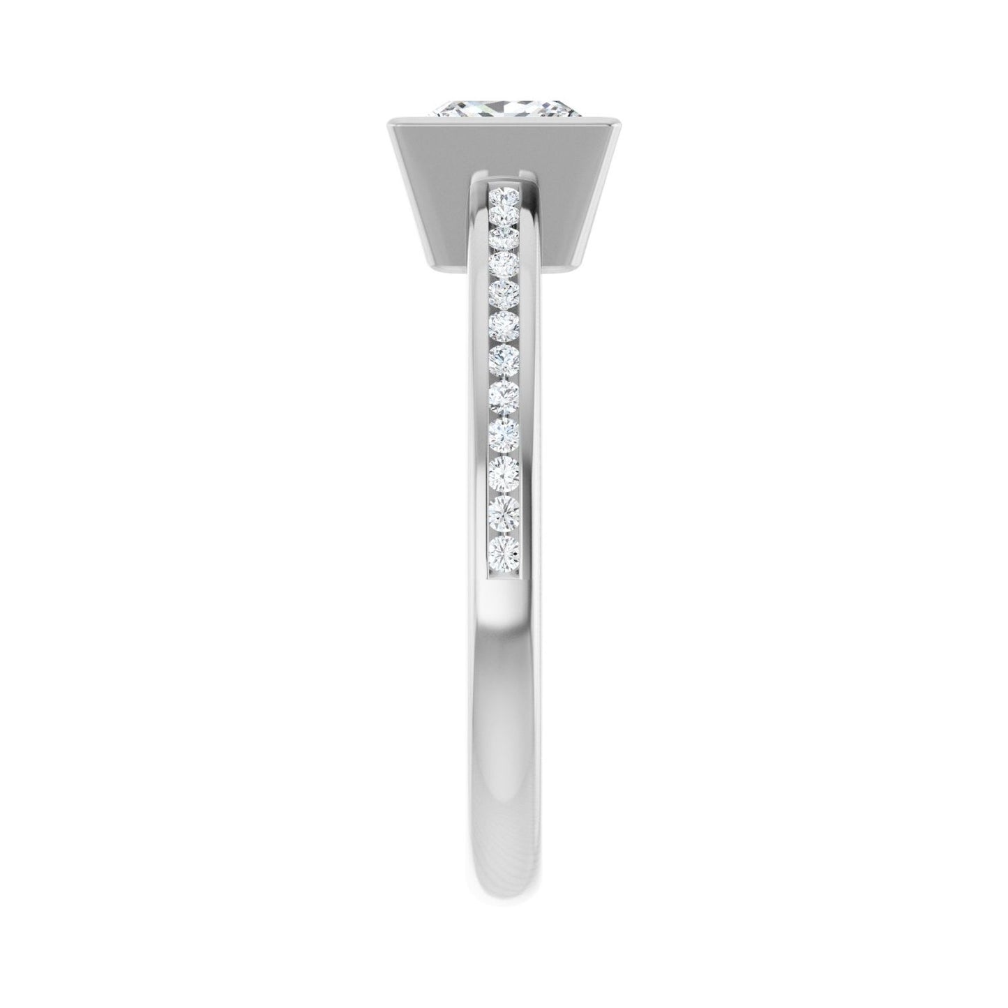 Square Bezel-Set Solitaire Engagement Ring | Metal Type=14K White Gold | Center Stone Size=1 CT | Image 4