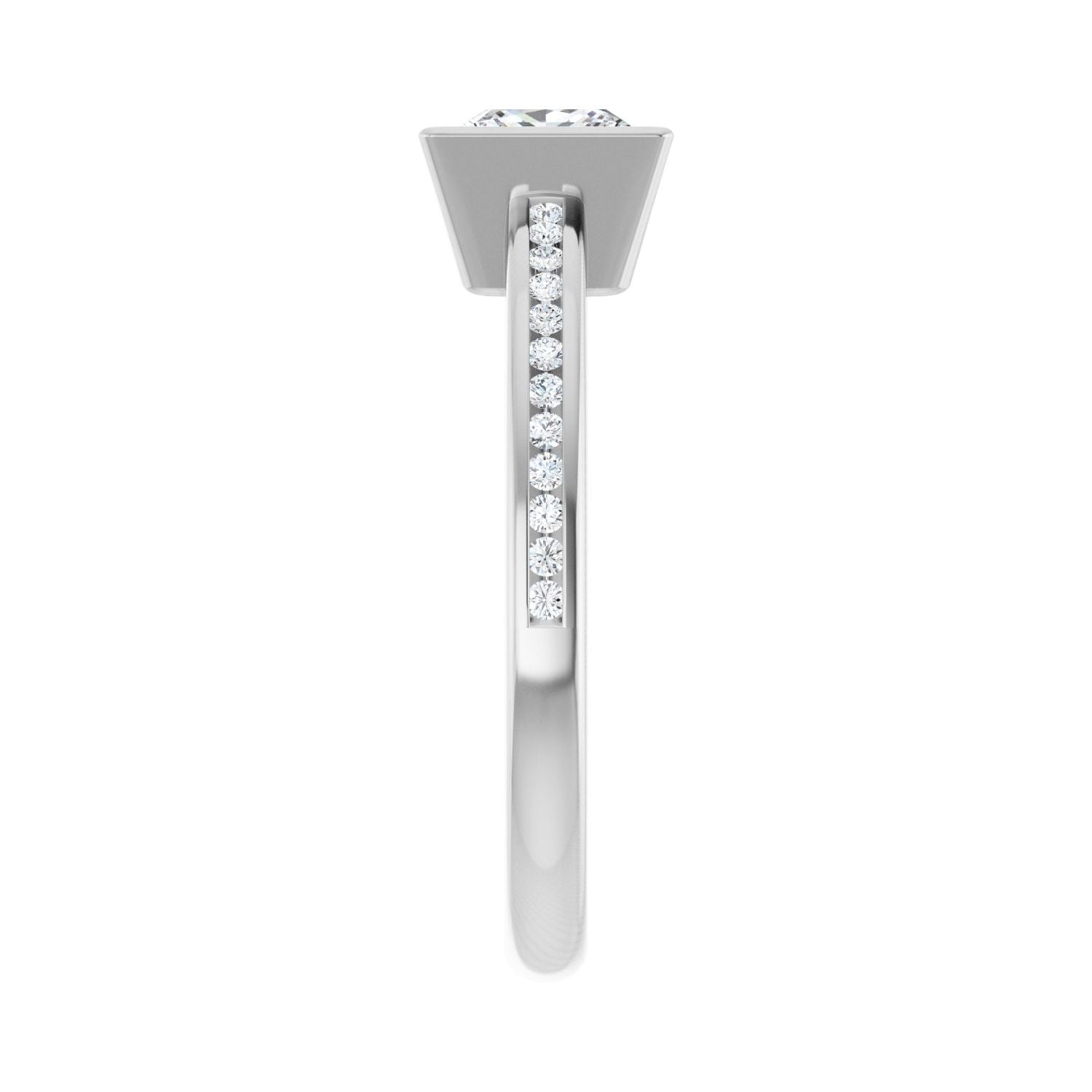 Square Bezel-Set Solitaire Engagement Ring | Metal Type=14K White Gold | Center Stone Size=1 CT | Image 4