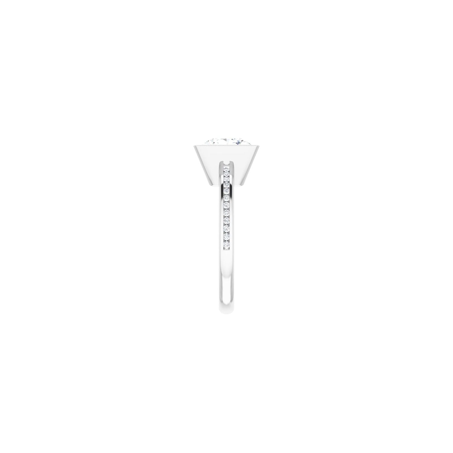 Square Bezel-Set Solitaire Engagement Ring | Metal Type=14K White Gold | Center Stone Size=3 CT | Image 4