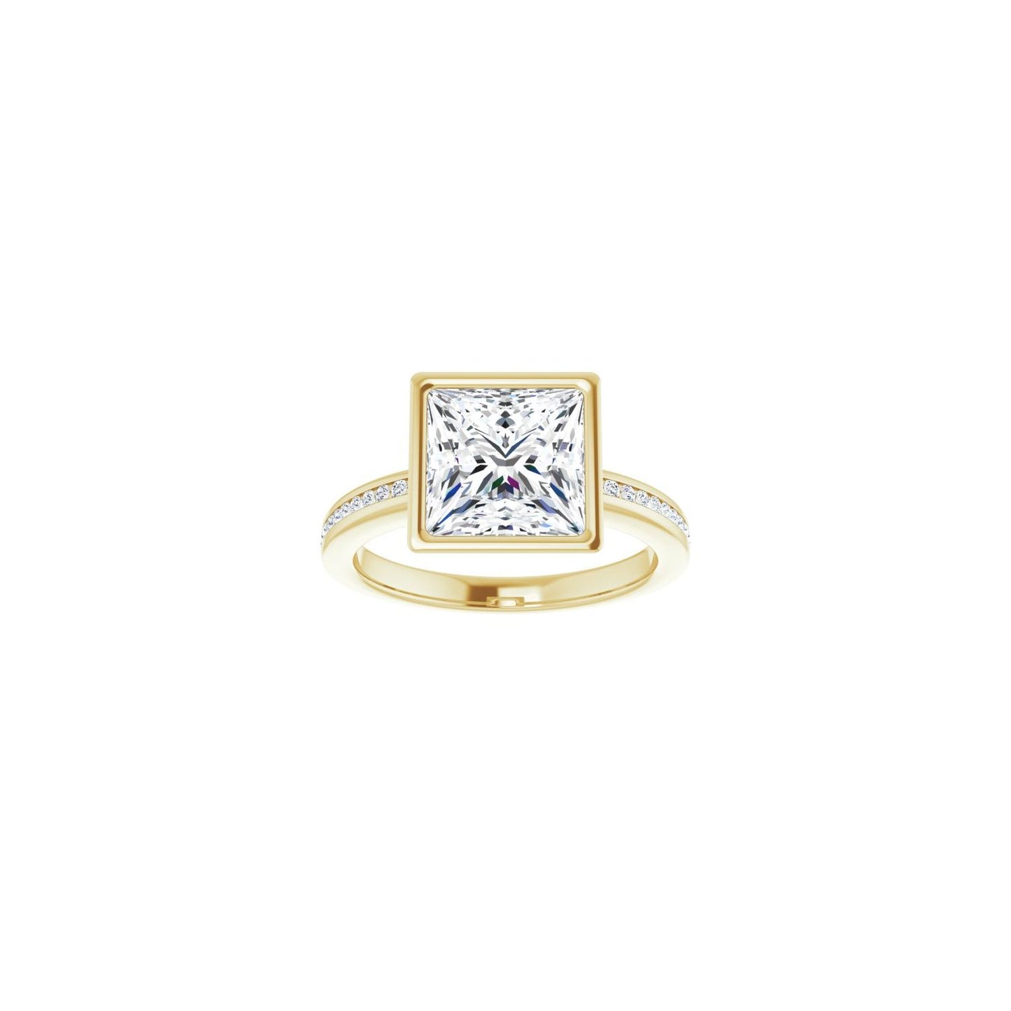 Square Bezel-Set Solitaire Engagement Ring | Metal Type=14K Yellow Gold | Center Stone Size=3 CT | Image 3