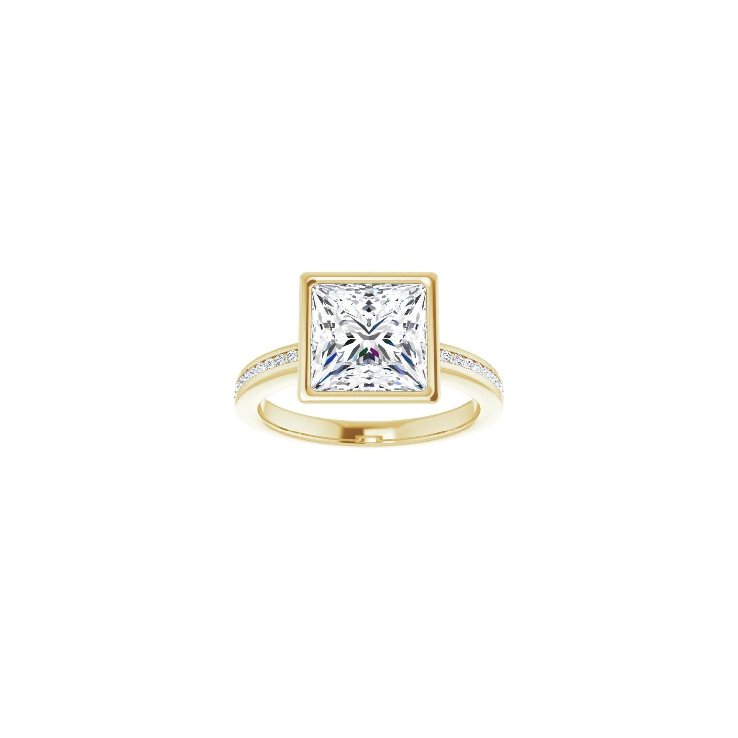 Square Bezel-Set Solitaire Engagement Ring | Metal Type=14K Yellow Gold | Center Stone Size=3 CT | Image 3