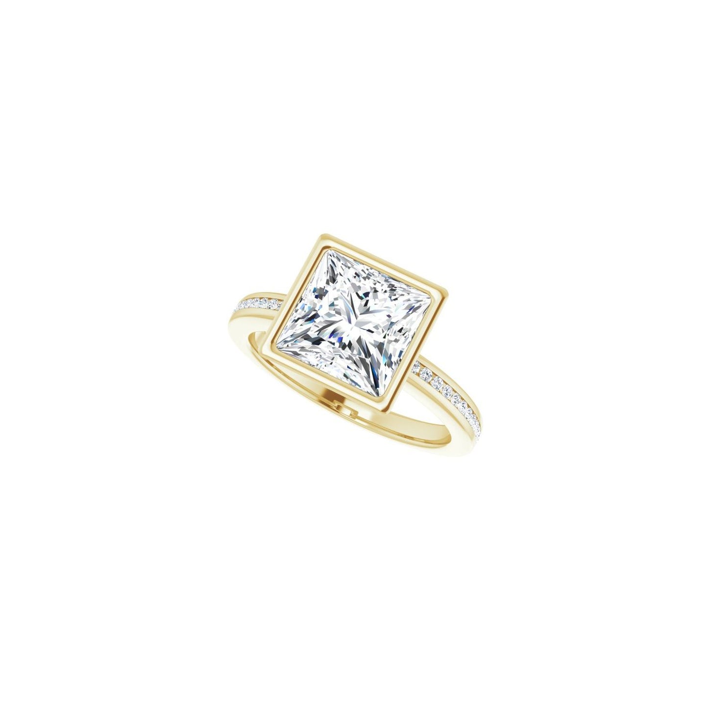 Square Bezel-Set Solitaire Engagement Ring | Metal Type=14K Yellow Gold | Center Stone Size=3 CT | Image 5