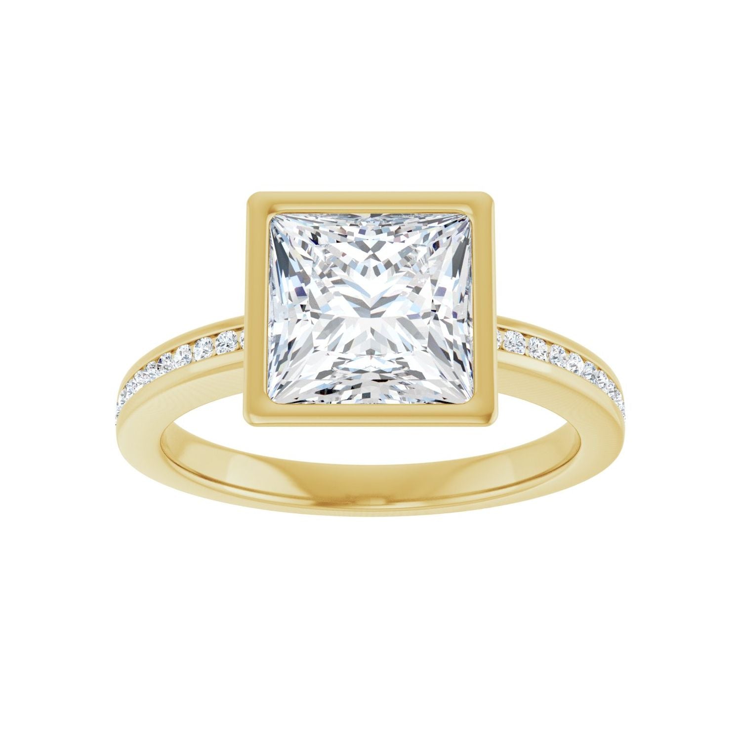 Square Bezel-Set Solitaire Engagement Ring | Metal Type=14K Yellow Gold | Center Stone Size=2.5 CT | Image 3