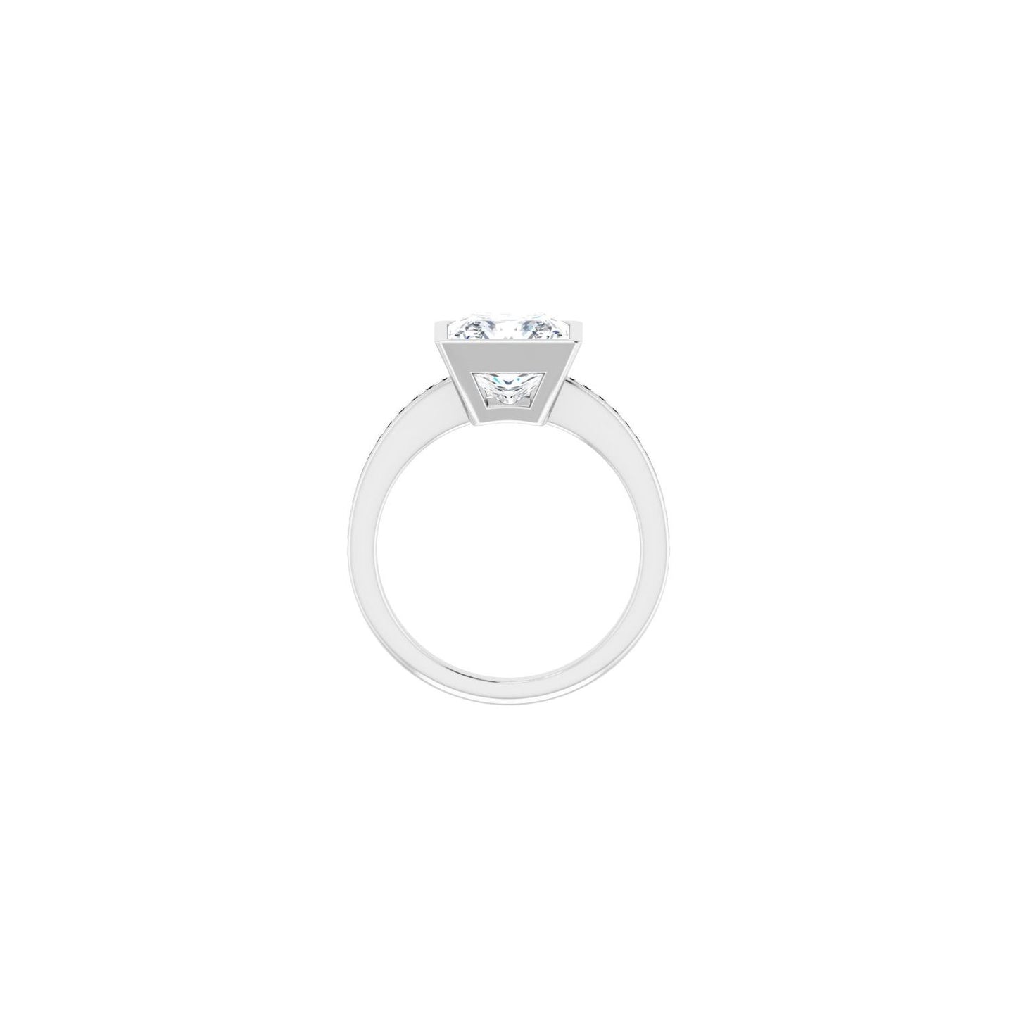 Square Bezel-Set Solitaire Engagement Ring | Metal Type=14K White Gold | Center Stone Size=3 CT | Image 2