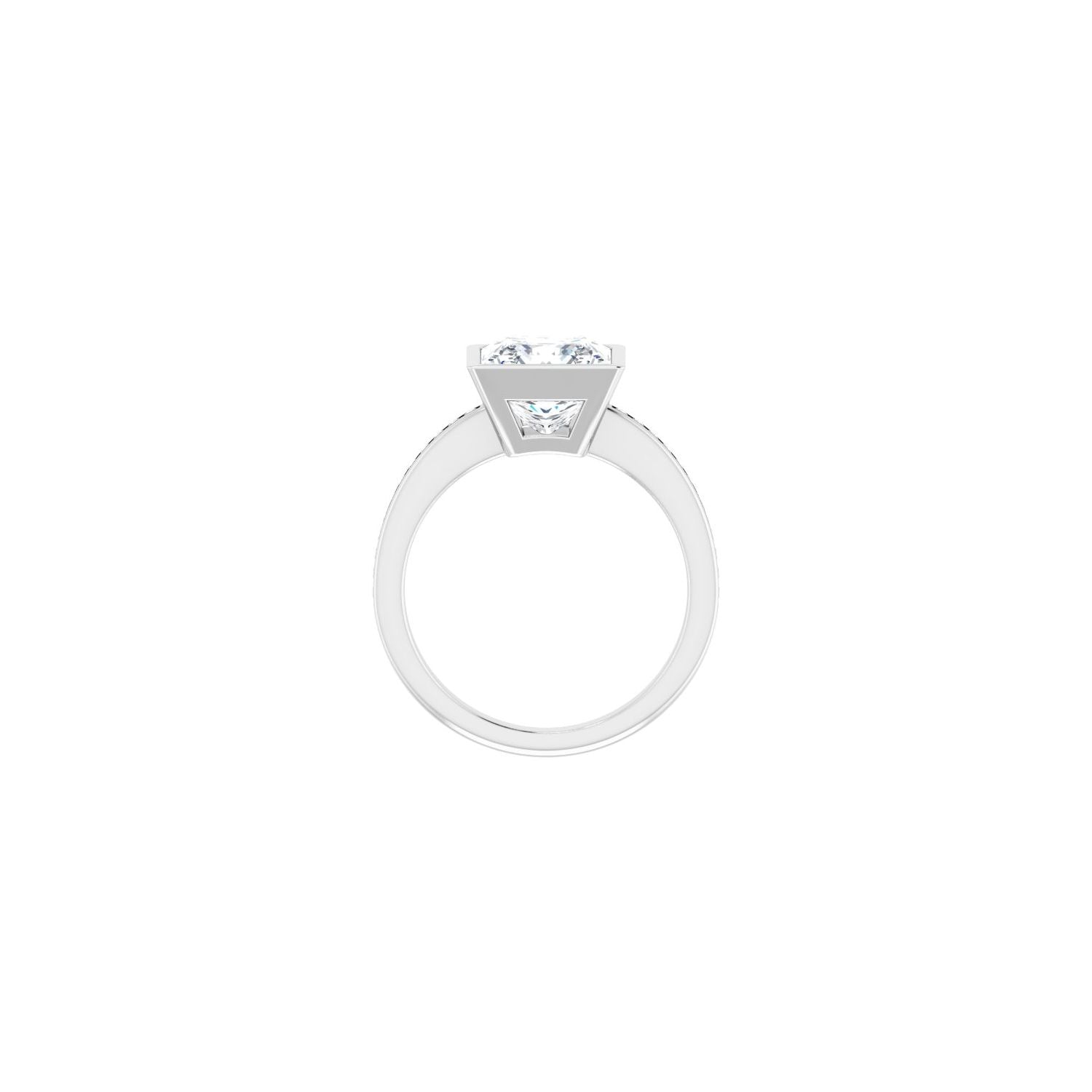 Square Bezel-Set Solitaire Engagement Ring | Metal Type=14K White Gold | Center Stone Size=3 CT | Image 2