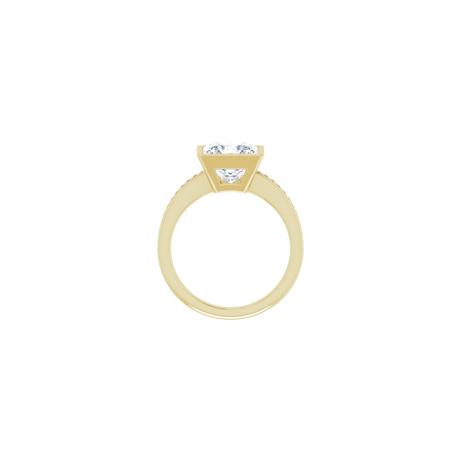 Square Bezel-Set Solitaire Engagement Ring | Metal Type=14K Yellow Gold | Center Stone Size=3 CT | Image 2