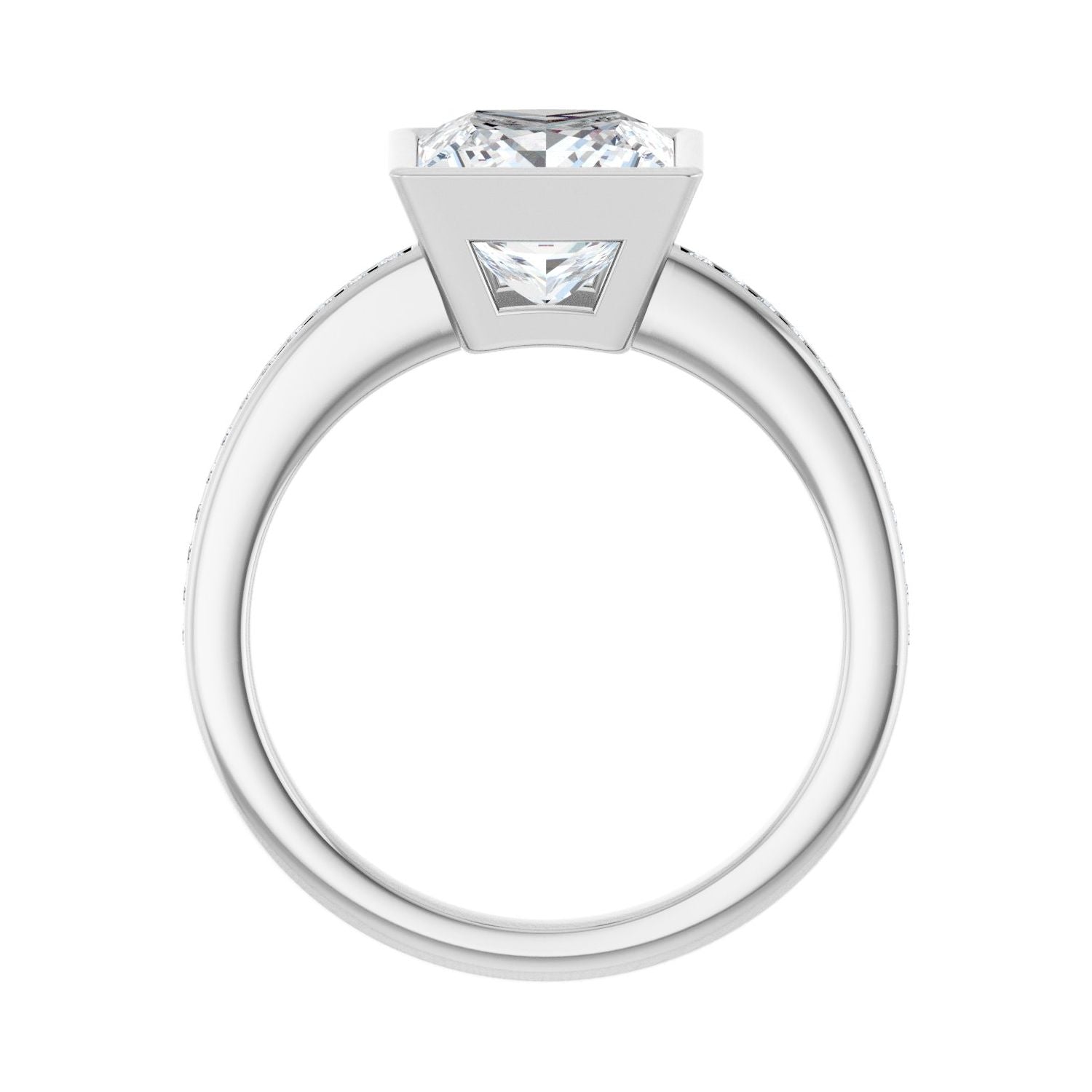 Square Bezel-Set Solitaire Engagement Ring | Metal Type=14K White Gold | Center Stone Size=2.5 CT | Image 2