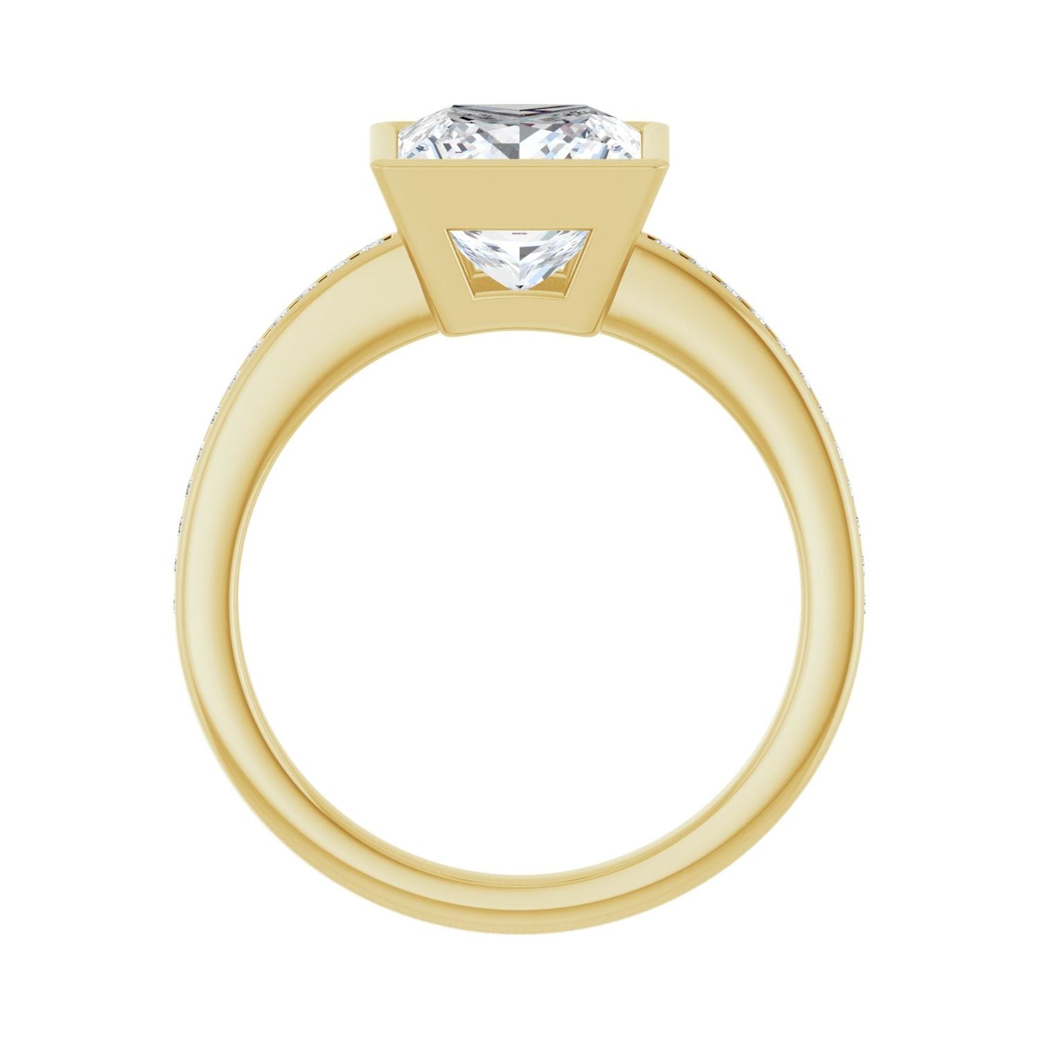 Square Bezel-Set Solitaire Engagement Ring | Metal Type=14K Yellow Gold | Center Stone Size=2.5 CT | Image 2