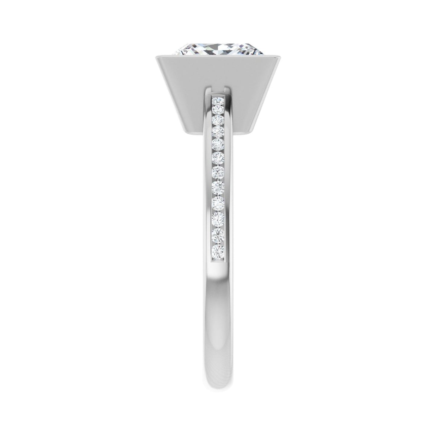 Square Bezel-Set Solitaire Engagement Ring | Metal Type=14K White Gold | Center Stone Size=2.5 CT | Image 4
