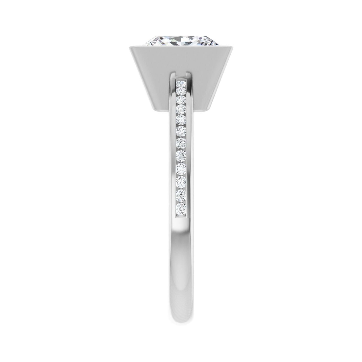 Square Bezel-Set Solitaire Engagement Ring | Metal Type=14K White Gold | Center Stone Size=2.5 CT | Image 4