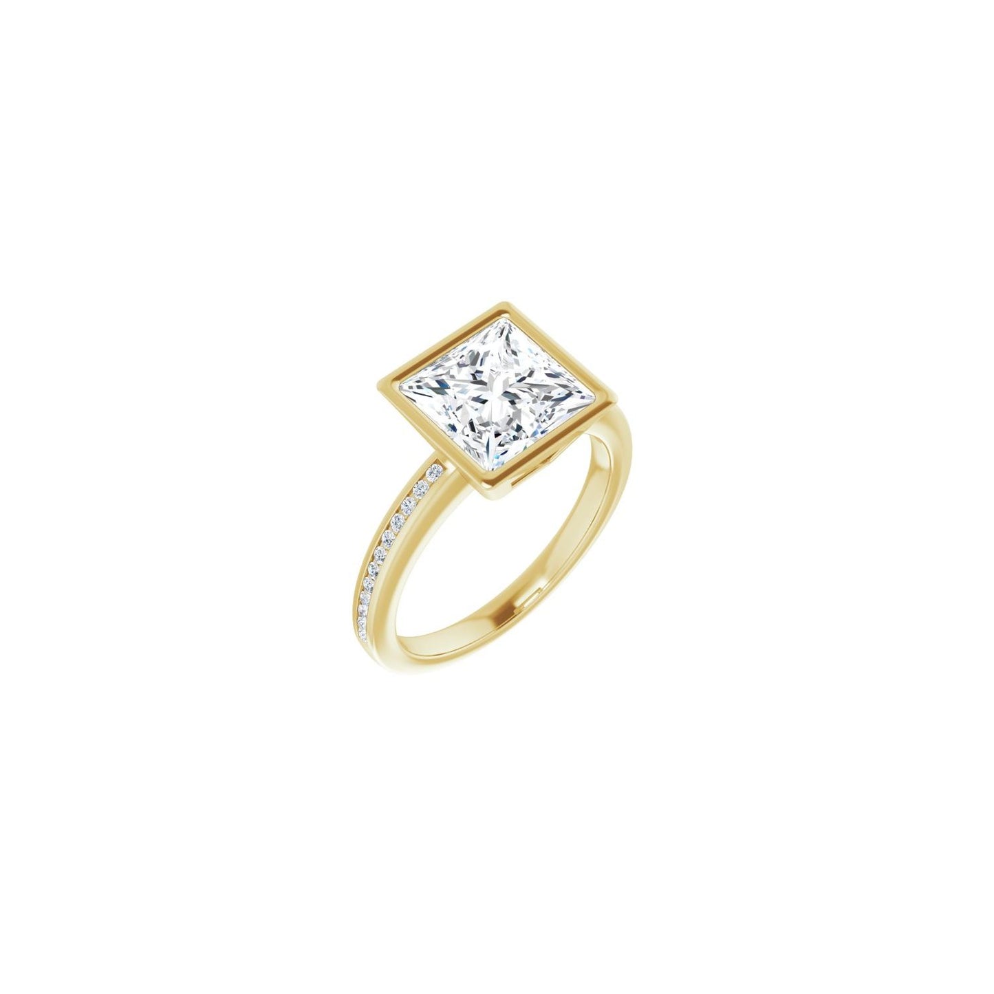 Square Bezel-Set Solitaire Engagement Ring | Metal Type=14K Yellow Gold | Center Stone Size=3 CT | Image 1