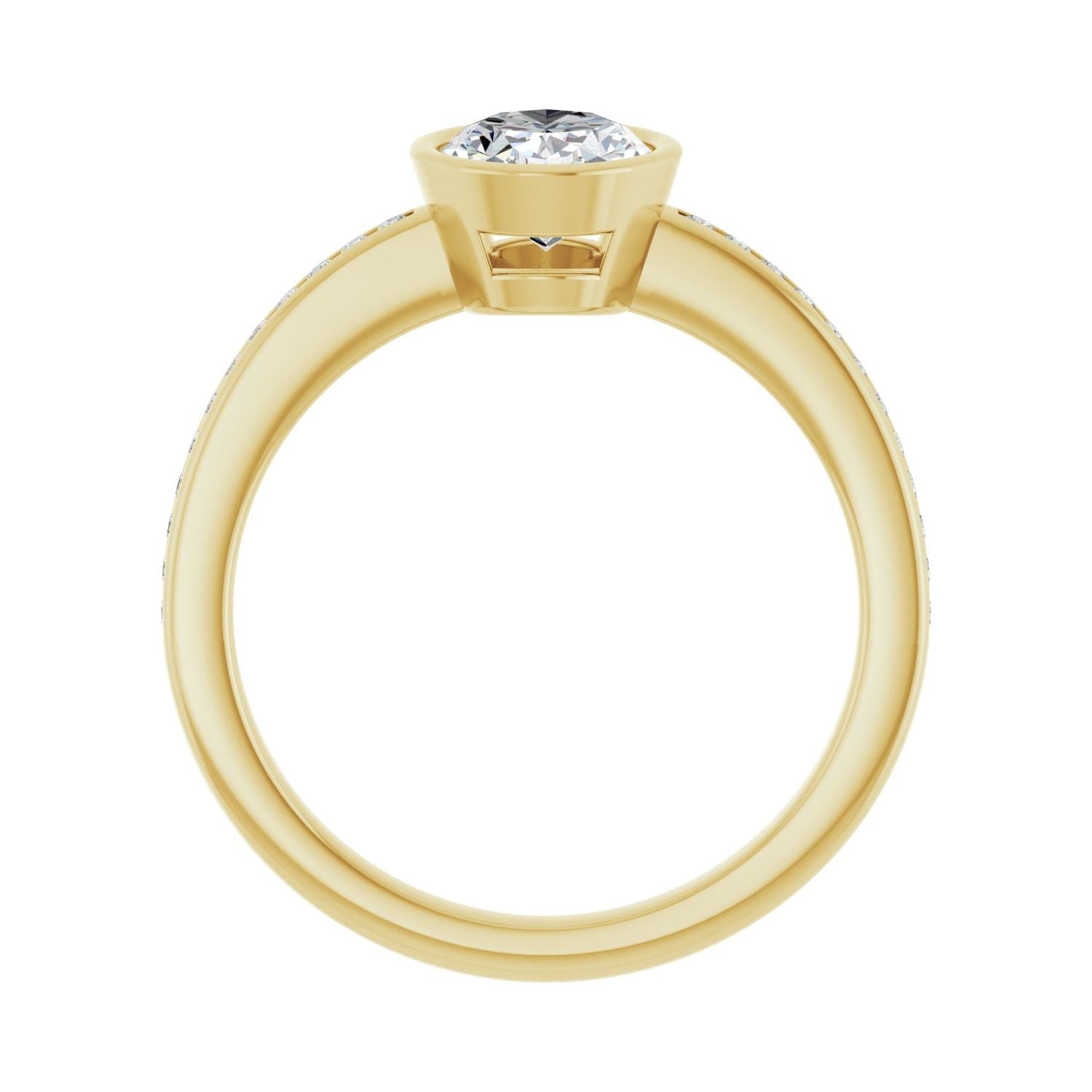 Oval Bezel-Set Solitaire Engagement Ring | Metal Type=14K Yellow Gold | Center Stone Size=1.5 CT | Image 2