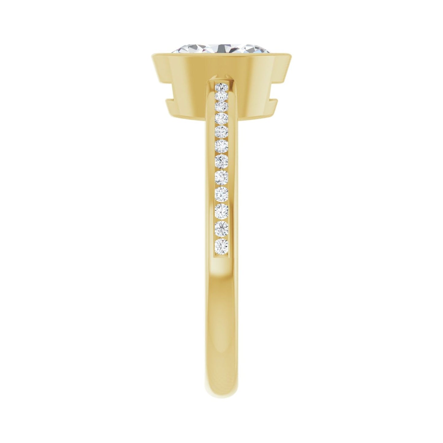 Oval Bezel-Set Solitaire Engagement Ring | Metal Type=14K Yellow Gold | Center Stone Size=1.5 CT | Image 4