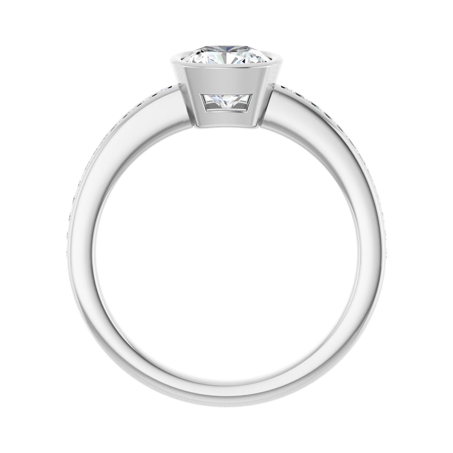 Cushion Bezel-Set Solitaire Engagement Ring | Metal Type=14K White Gold | Center Stone Size=1 CT | Image 2
