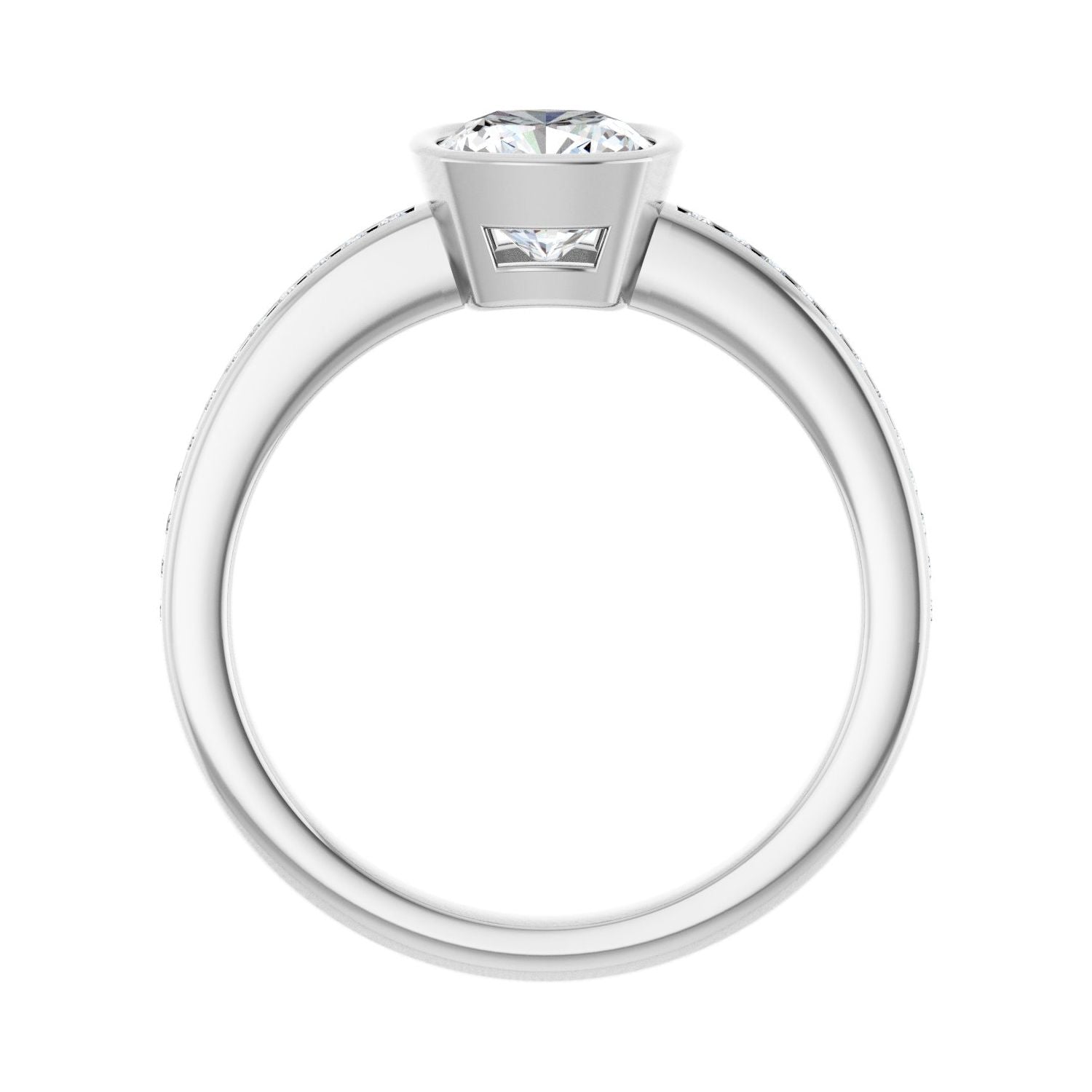 Cushion Bezel-Set Solitaire Engagement Ring | Metal Type=14K White Gold | Center Stone Size=1 CT | Image 2