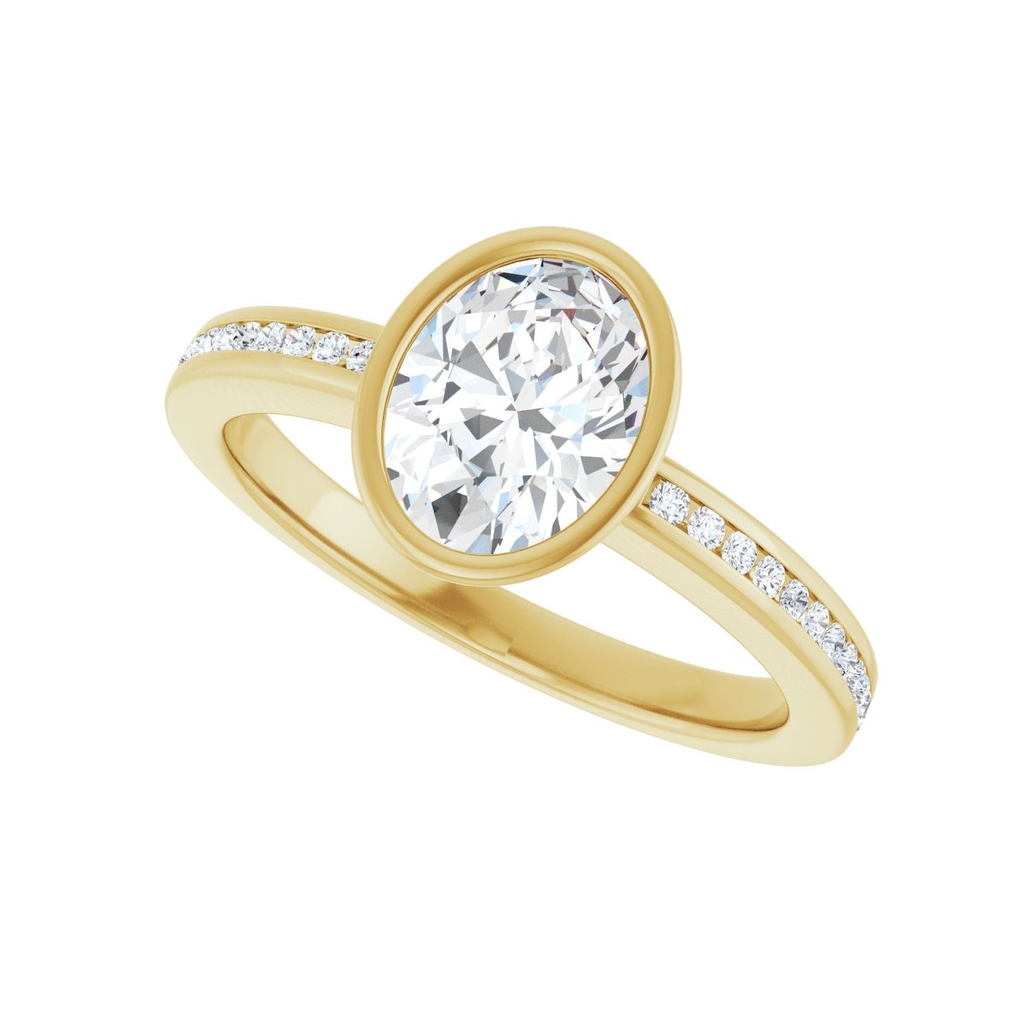 Oval Bezel-Set Solitaire Engagement Ring | Metal Type=14K Yellow Gold | Center Stone Size=1.5 CT | Image 5