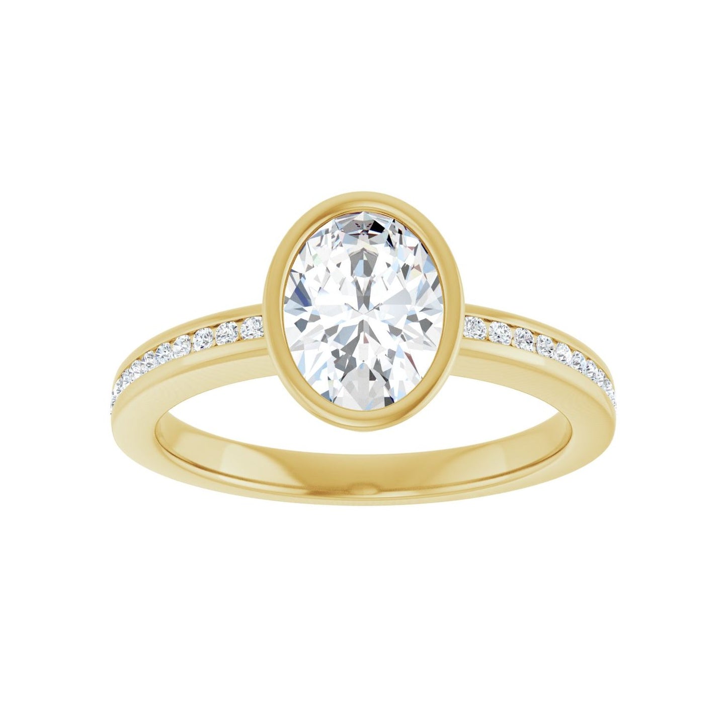 Oval Bezel-Set Solitaire Engagement Ring | Metal Type=14K Yellow Gold | Center Stone Size=1.5 CT | Image 3