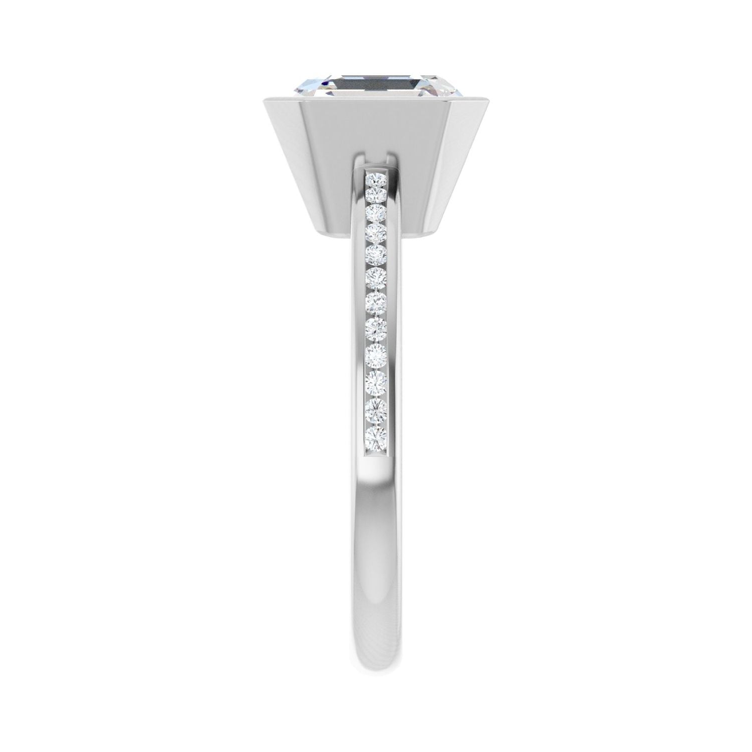 Asscher Bezel-Set Solitaire Engagement Ring | Metal Type=14K White Gold | Center Stone Size=3 CT | Image 4