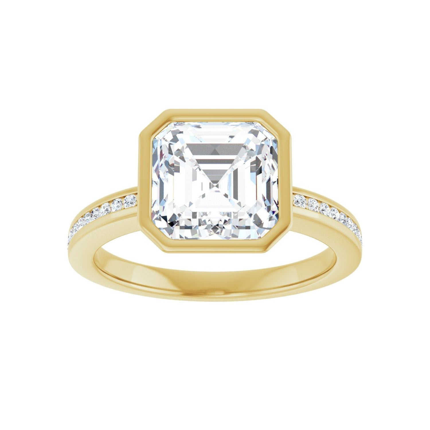 Asscher Bezel-Set Solitaire Engagement Ring | Metal Type=14K Yellow Gold | Center Stone Size=3 CT | Image 3