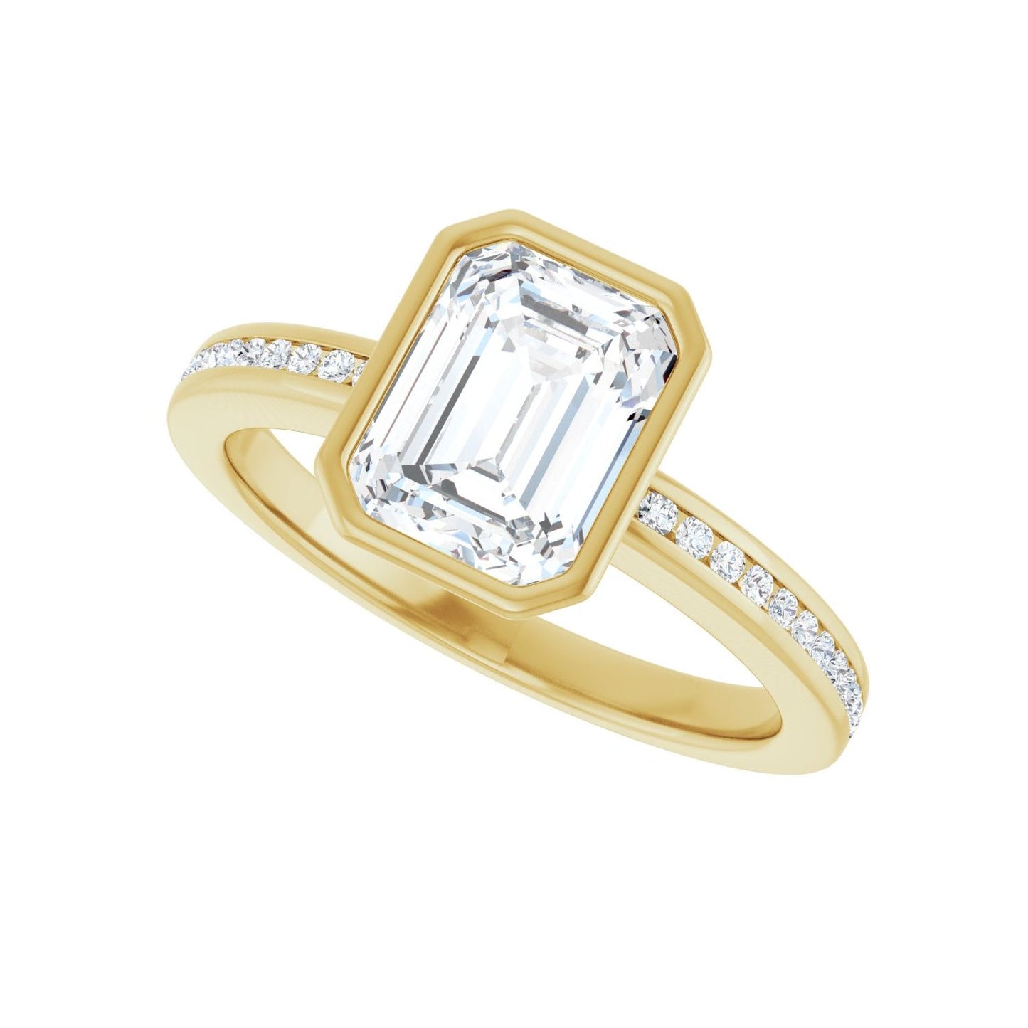Emerald Bezel-Set Solitaire Engagement Ring | Metal Type=14K Yellow Gold | Center Stone Size=2 CT | Image 5