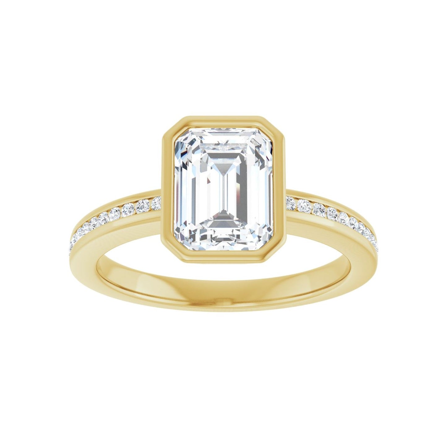 Emerald Bezel-Set Solitaire Engagement Ring | Metal Type=14K Yellow Gold | Center Stone Size=2 CT | Image 3