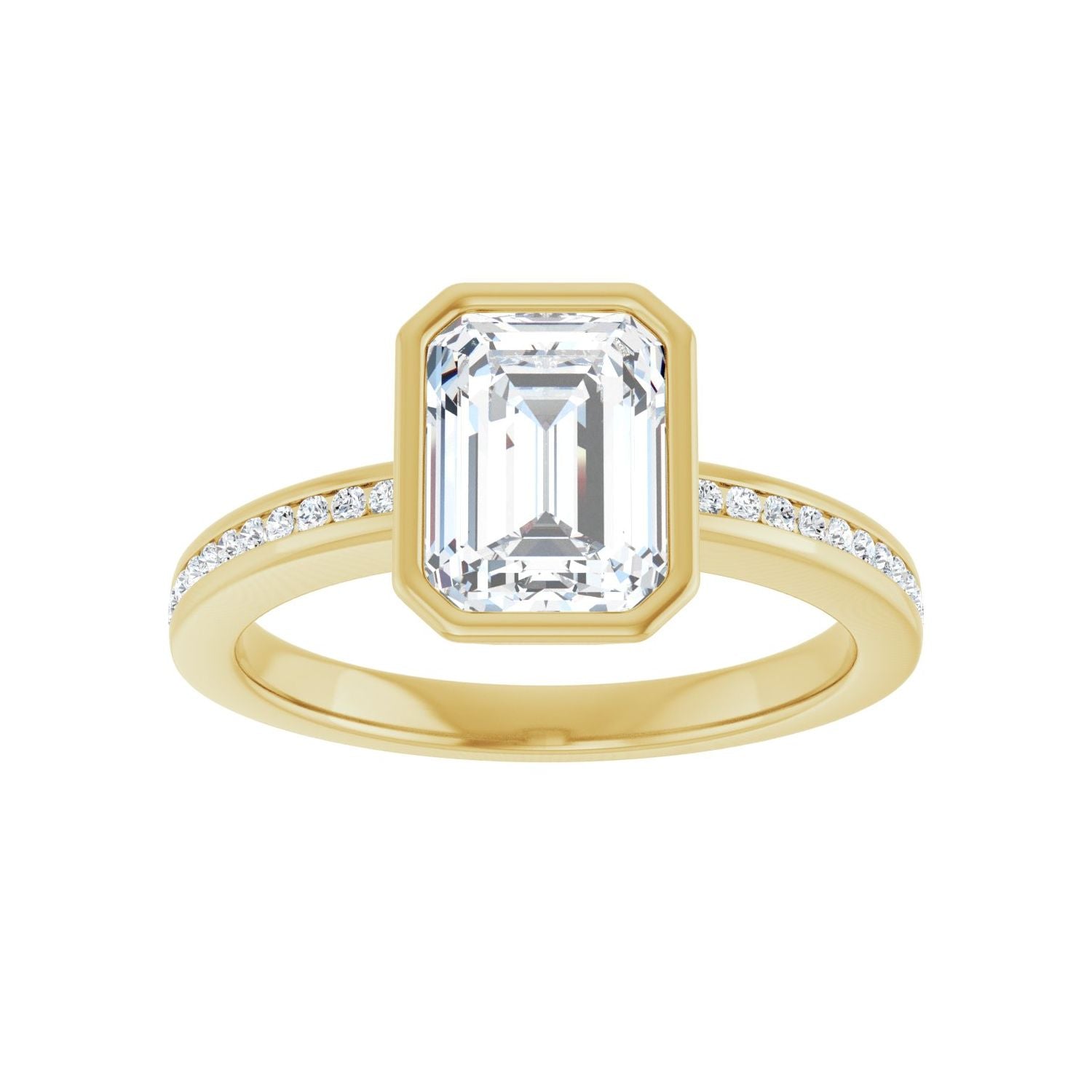 Emerald Bezel-Set Solitaire Engagement Ring | Metal Type=14K Yellow Gold | Center Stone Size=2 CT | Image 3