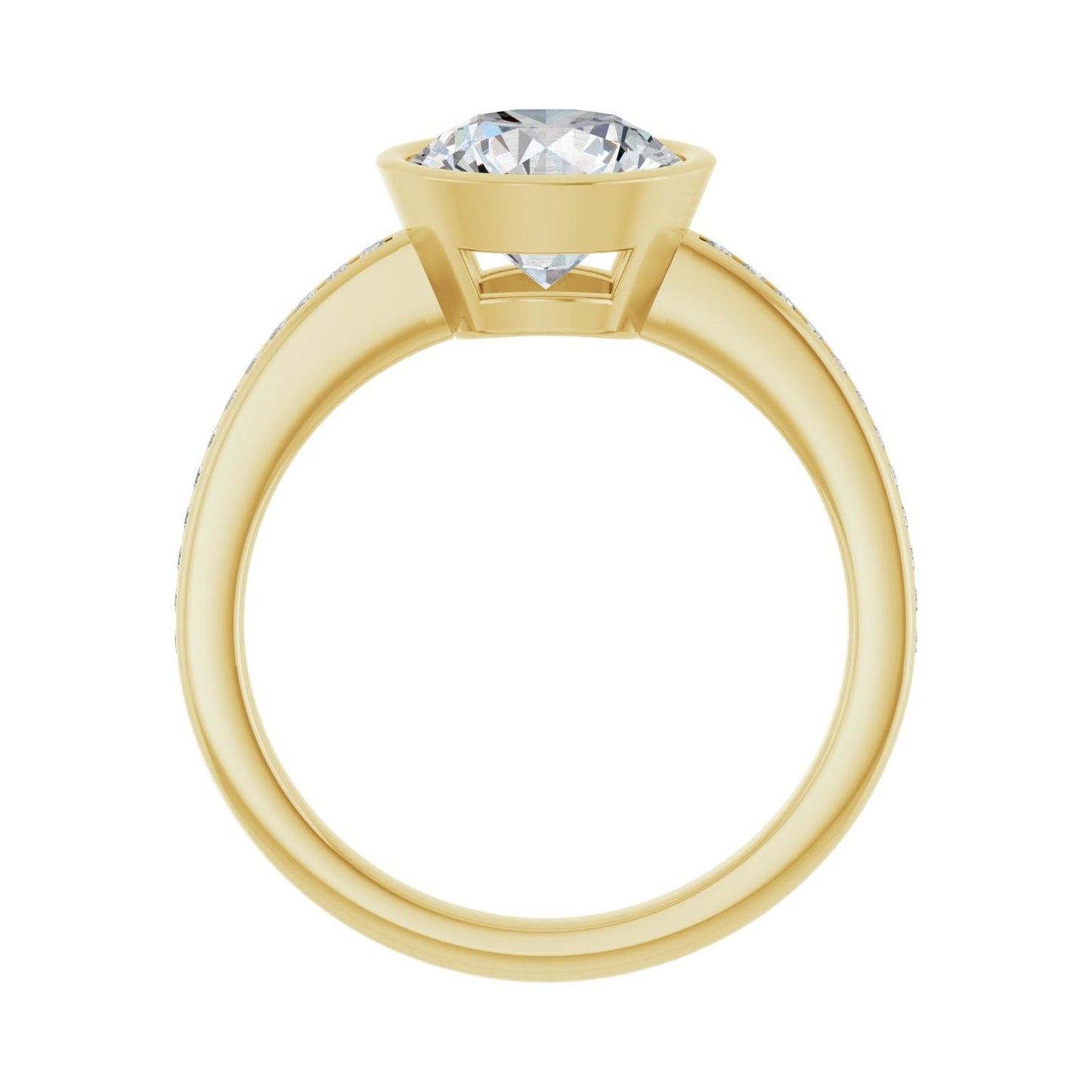 Round Bezel-Set Solitaire Engagement Ring | Metal Type=14K Yellow Gold | Center Stone Size=2 CT | Image 2