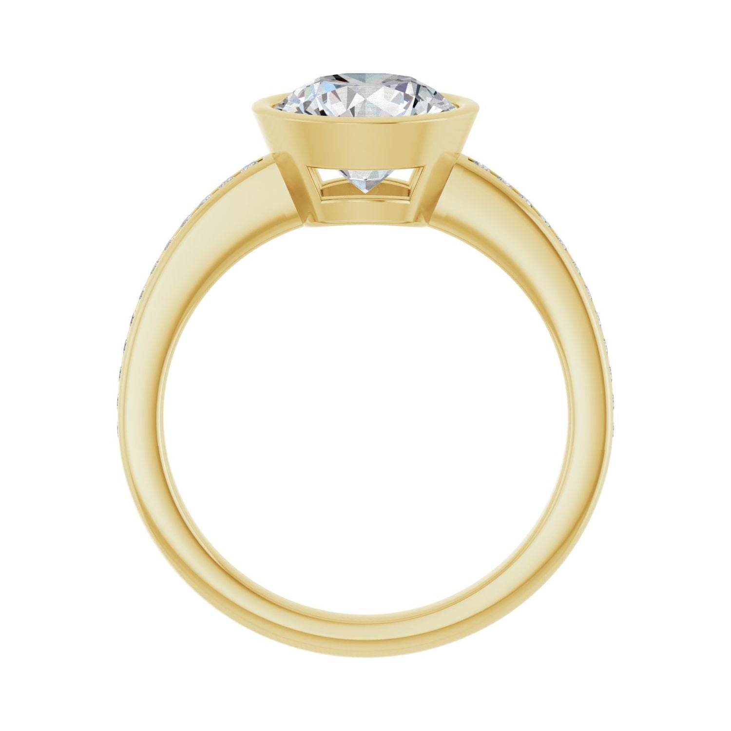 Round Bezel-Set Solitaire Engagement Ring | Metal Type=14K Yellow Gold | Center Stone Size=2 CT | Image 2