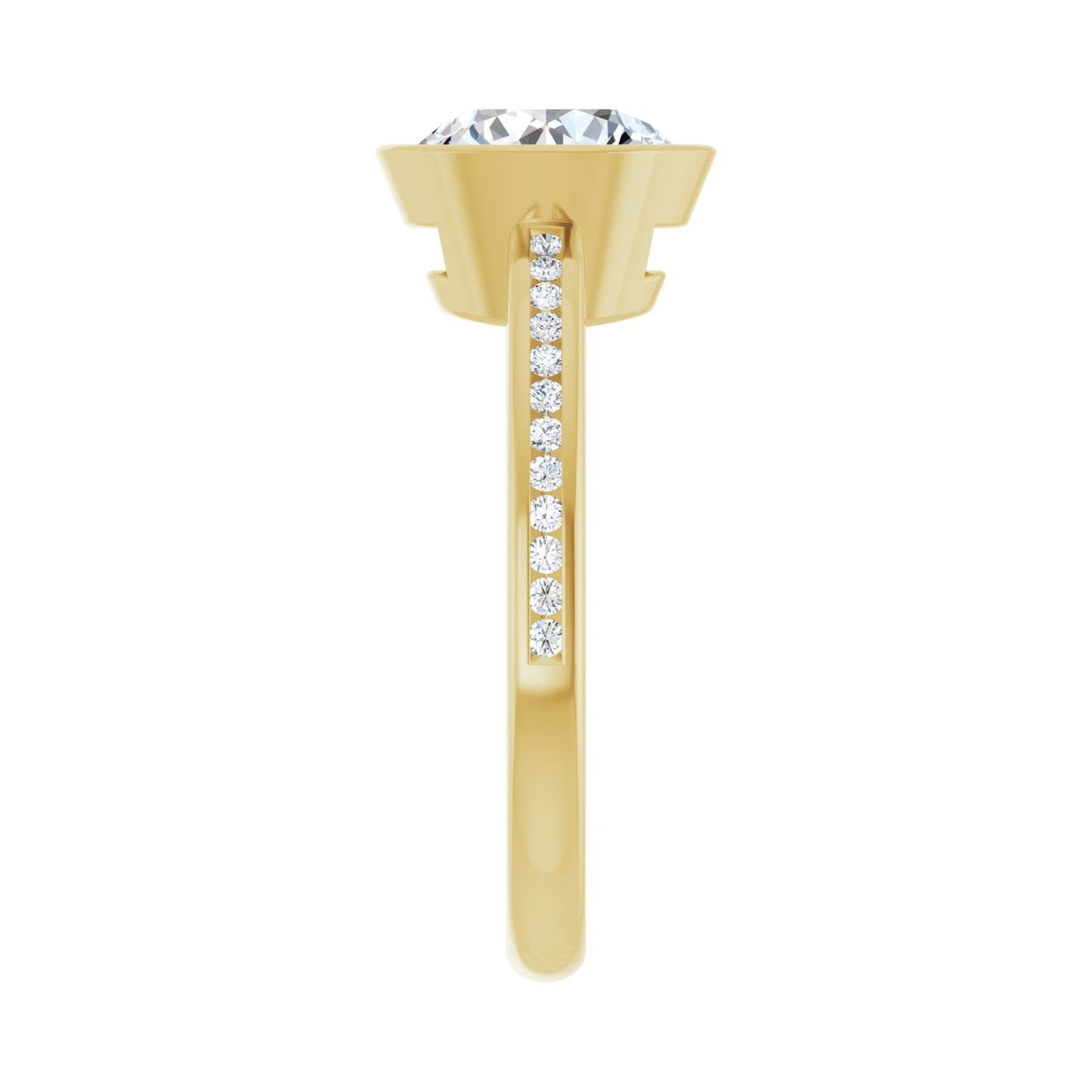 Round Bezel-Set Solitaire Engagement Ring | Metal Type=14K Yellow Gold | Center Stone Size=2 CT | Image 4