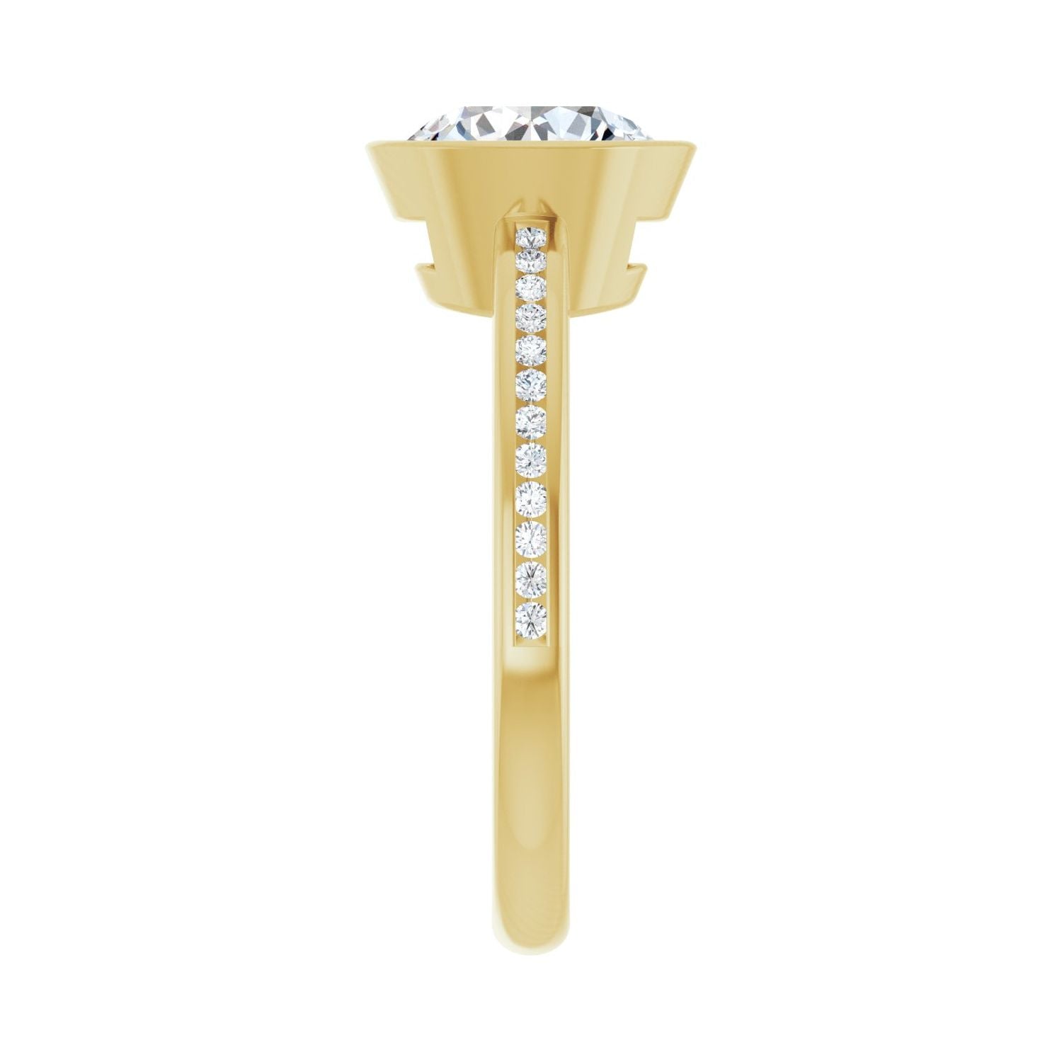 Round Bezel-Set Solitaire Engagement Ring | Metal Type=14K Yellow Gold | Center Stone Size=2 CT | Image 4