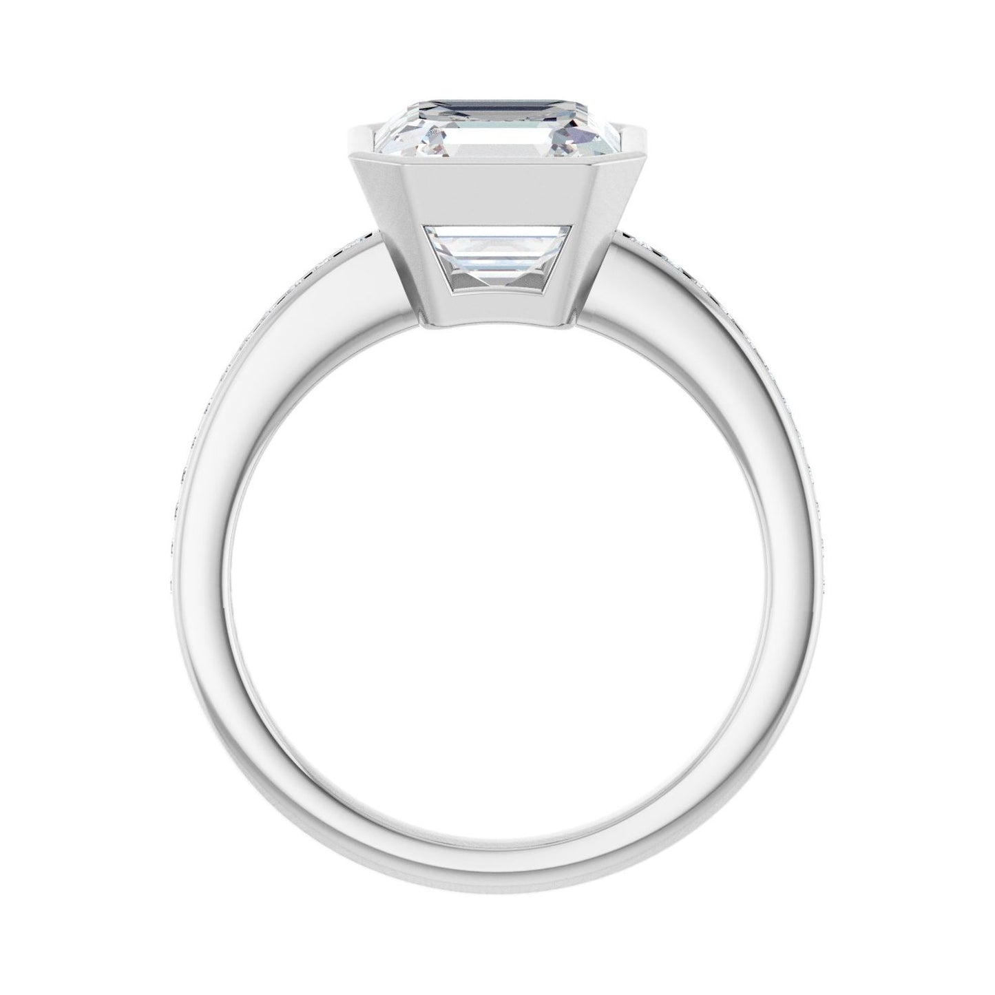 Asscher Bezel-Set Solitaire Engagement Ring | Metal Type=14K White Gold | Center Stone Size=3 CT | Image 2