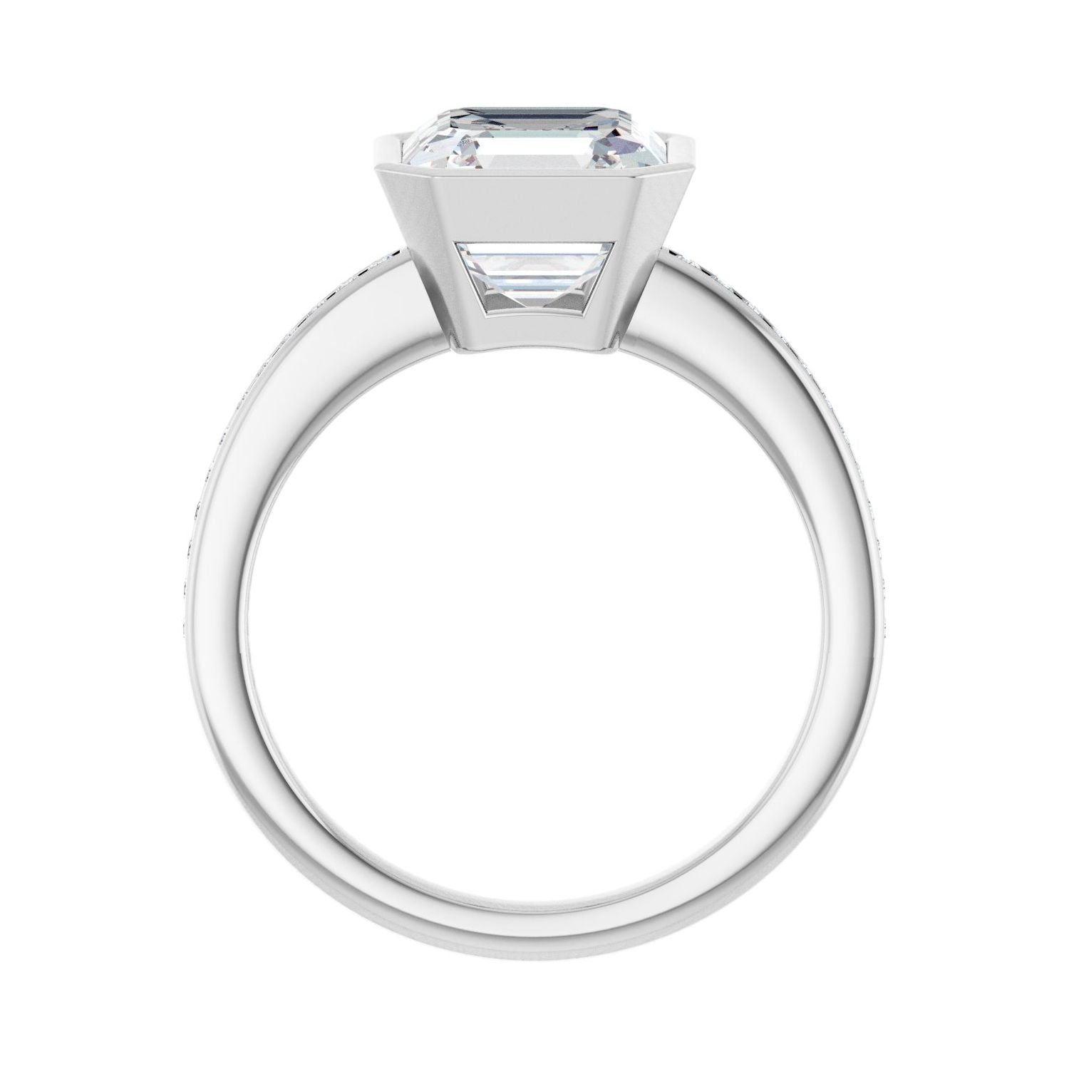 Asscher Bezel-Set Solitaire Engagement Ring | Metal Type=14K White Gold | Center Stone Size=3 CT | Image 2