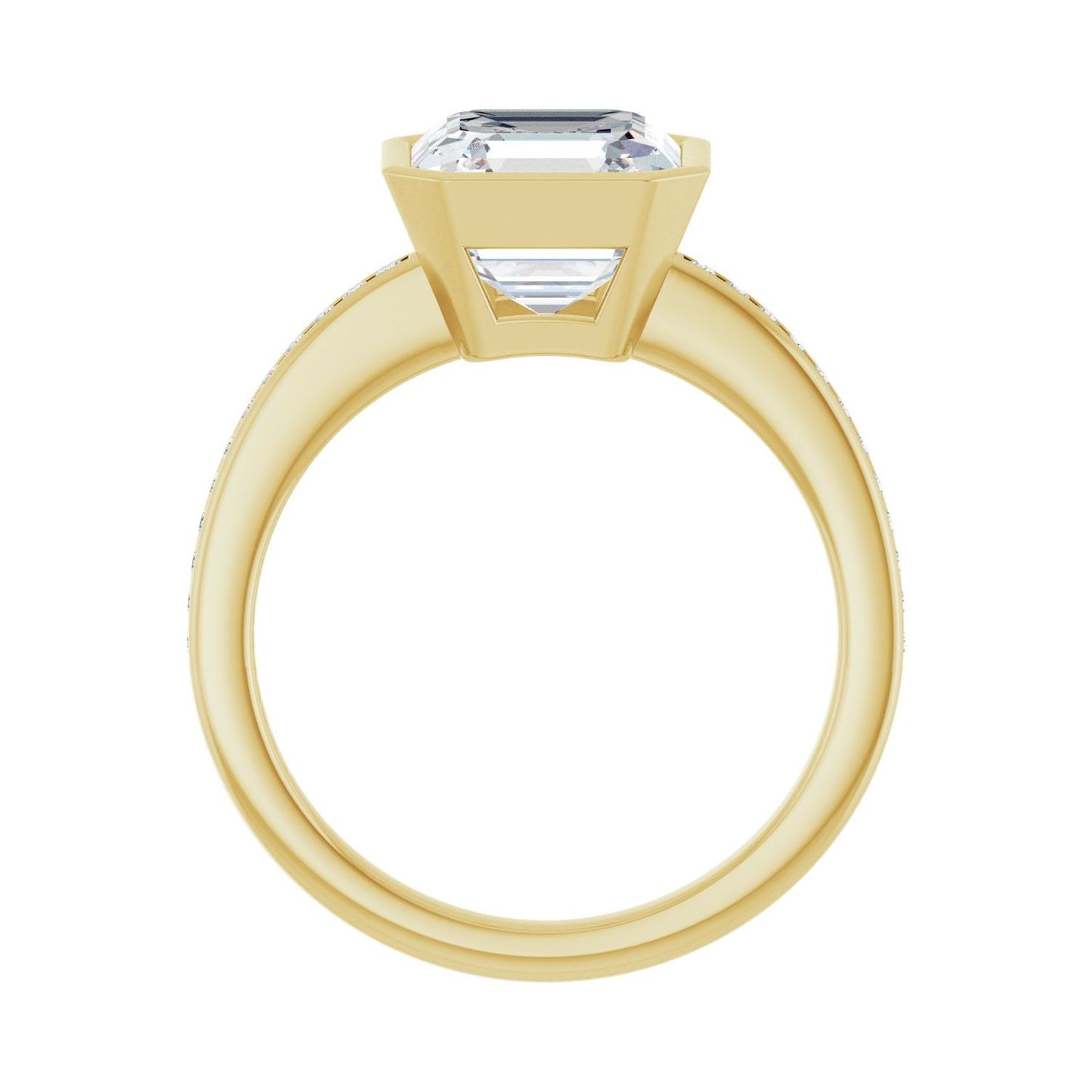 Asscher Bezel-Set Solitaire Engagement Ring | Metal Type=14K Yellow Gold | Center Stone Size=3 CT | Image 2